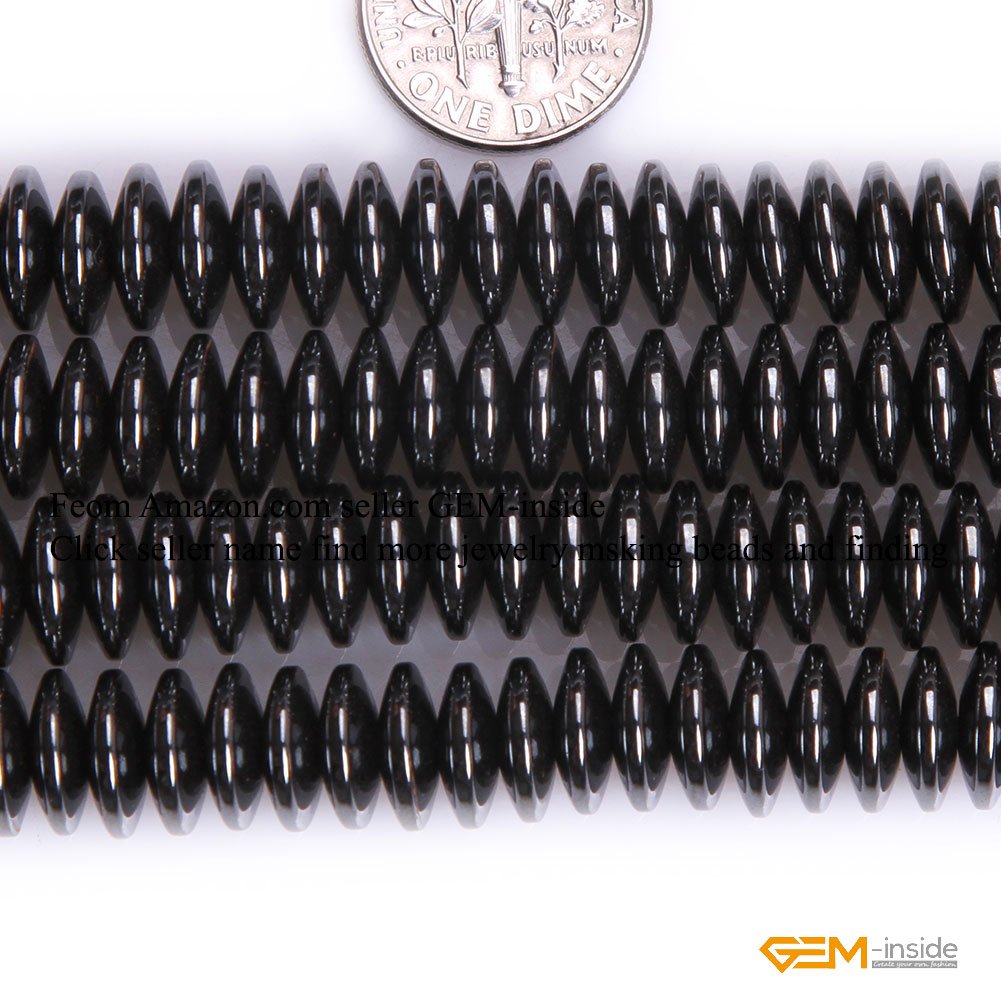 GEM-Inside Black Hematite Non-Magnetic Gemstone Loose Beads 3X10mm Roundelle - Energy Stone Power Beads for Jewelry Making (15 Inch Strand) - Perfect for Bracelets, Necklaces & DIY Craft Projects