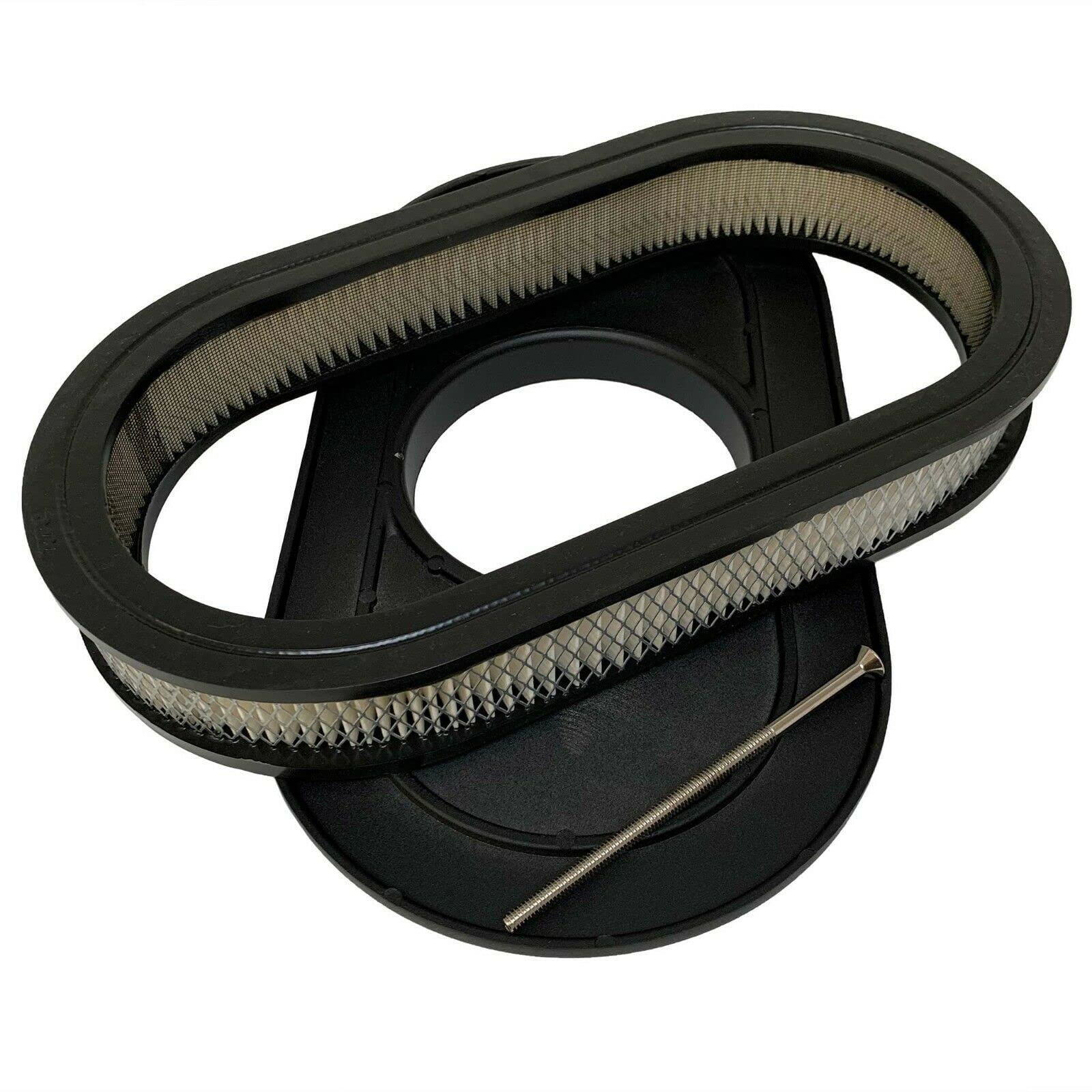 Ansen USA FE American Eagle Logo 15-Inch Oval Air Cleaner Kit in Black - High-Performance Air Filter for Classic Cars & Hot Rods