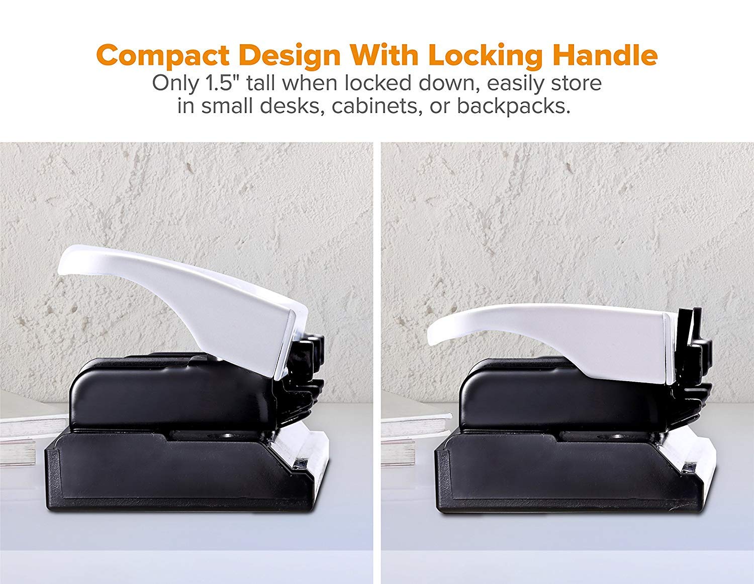 Bostitch Premium 3 Hole Punch for Paper - 12 Sheet Capacity Metal Hole Puncher with Rubber Base & Easy-Clean Tray (White, KT-HP12-WHITE) - Perfect for Office, School, and Home Organization