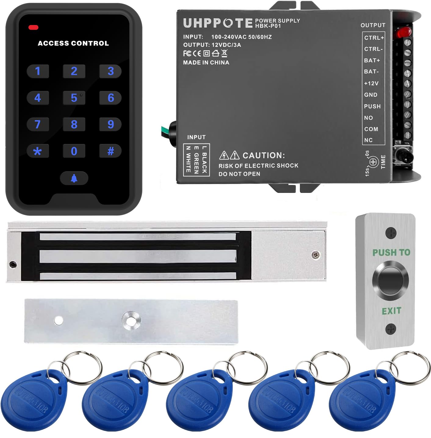 UHPPOTE WiFi 125Khz RFID Card & Keypad Door Access Control System with 600lbs Electric Magnetic Lock - Secure Smart Entry for Homes, Offices & Commercial Buildings