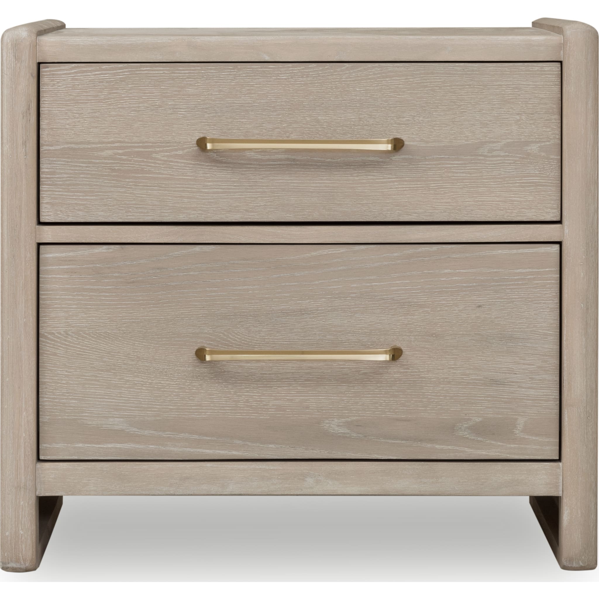 Gardenia 2-Drawer Oak Wood Nightstand in Chai Finish - Bedside Table for Bedroom, Living Room & Guest Room Furniture