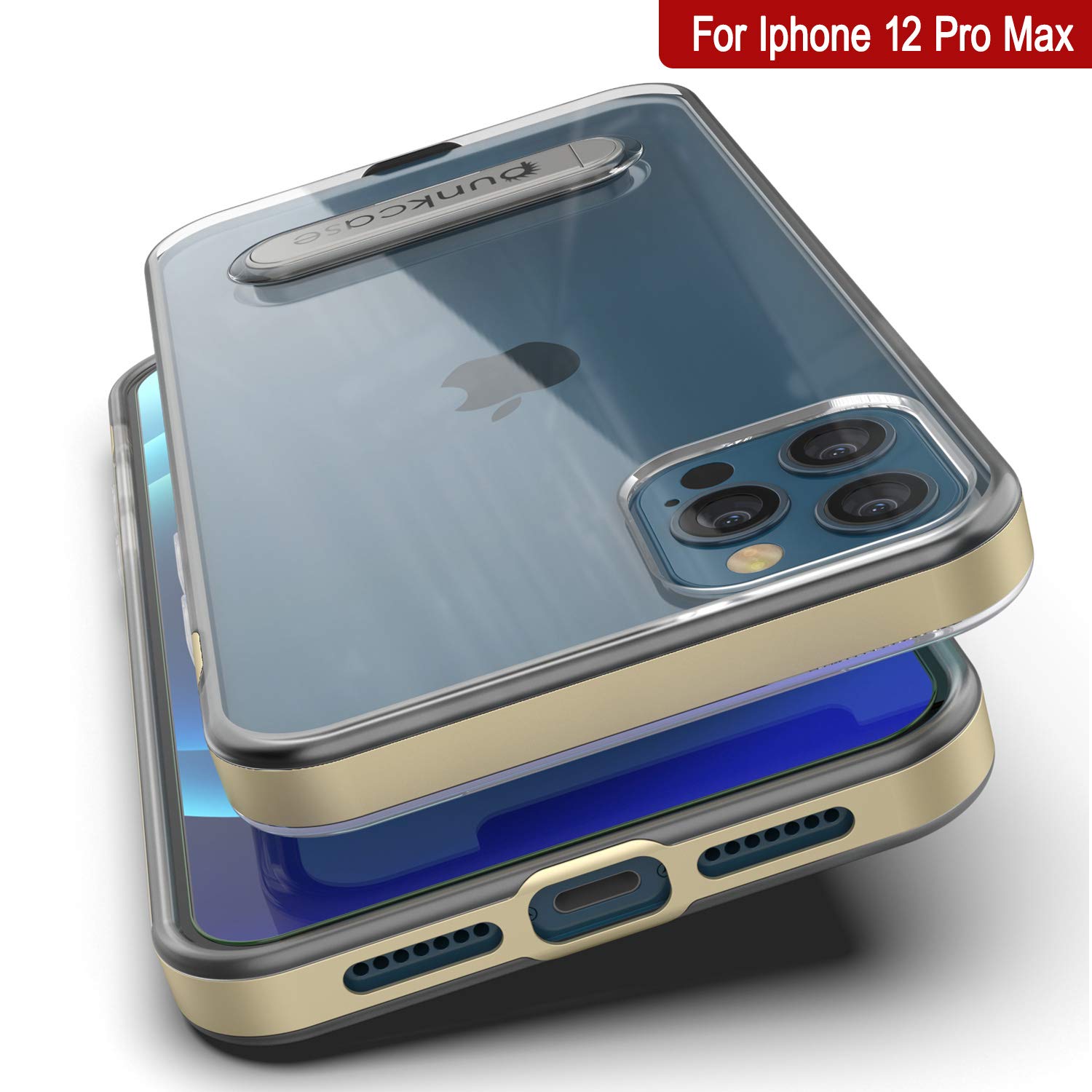 PunkCase for iPhone 12 Pro Max - Slim Fit Clear Protective Case with Kickstand & PUNKSHIELD Screen Protector | Lucid 3.0 Series | Gold | Perfect for Work, Travel & Everyday Use (6.7 Inch)