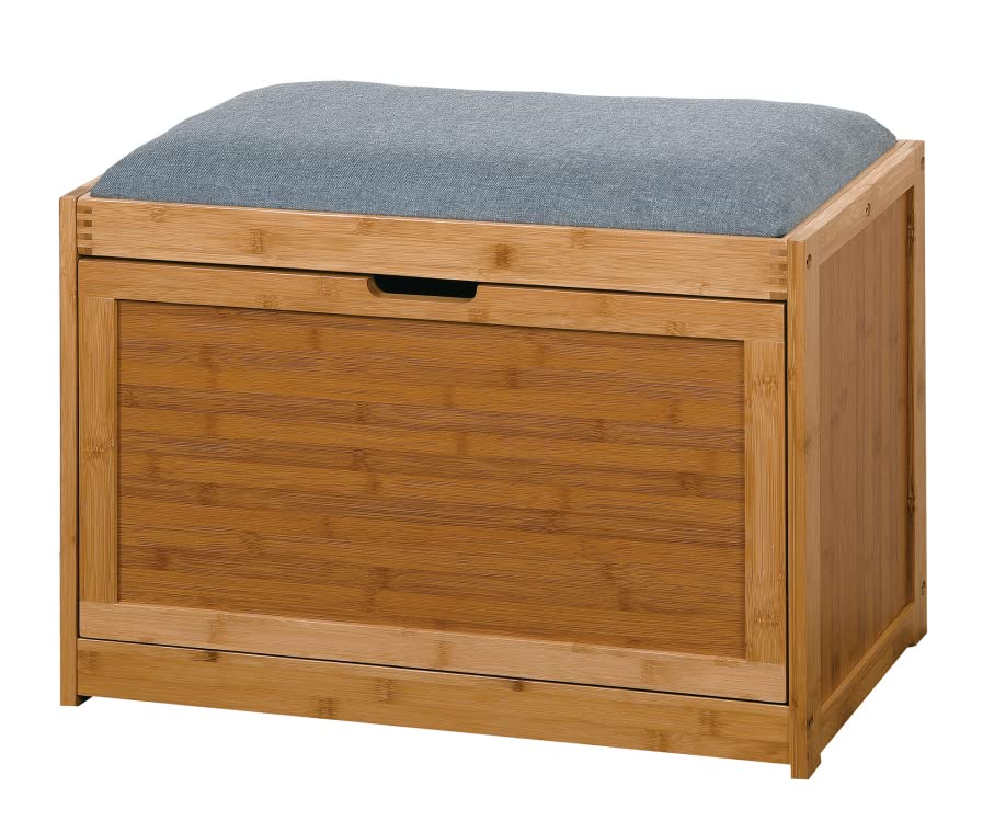 Foldable Bamboo Entryway Bench with Storage Shelf - 24.8 x 11.6 x 18.9 Inch Multifunctional Shoe Rack for Living Room, Hallway & Bedroom Organization