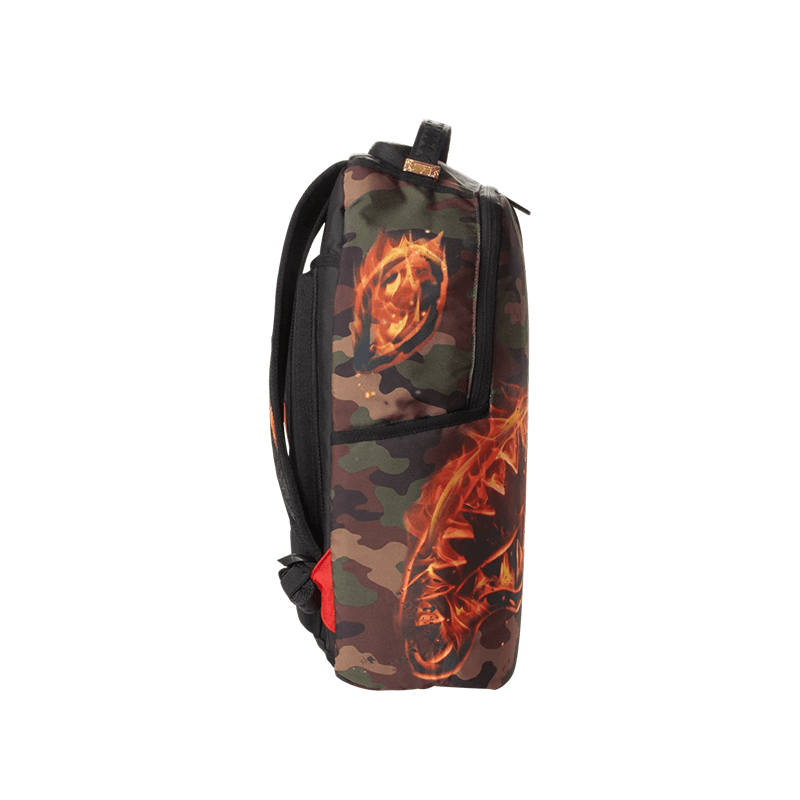 Sprayground Fire Shark Backpack - Stylish & Durable Laptop Backpack for School, Travel & Work - Water-Resistant Design with USB Charging Port