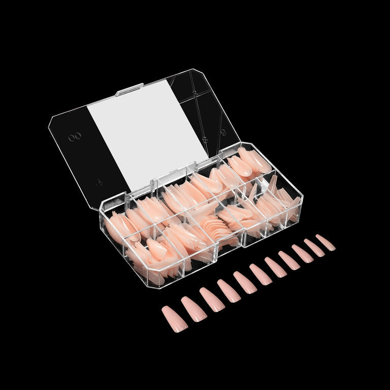 Apres Gel X Neutrals Chloe Sculpted Tips 150pc Long Coffin Nail Extensions - Professional Salon Quality Press-On Nails for Women, DIY Manicure at Home, Perfect for Weddings, Parties & Special Occasions