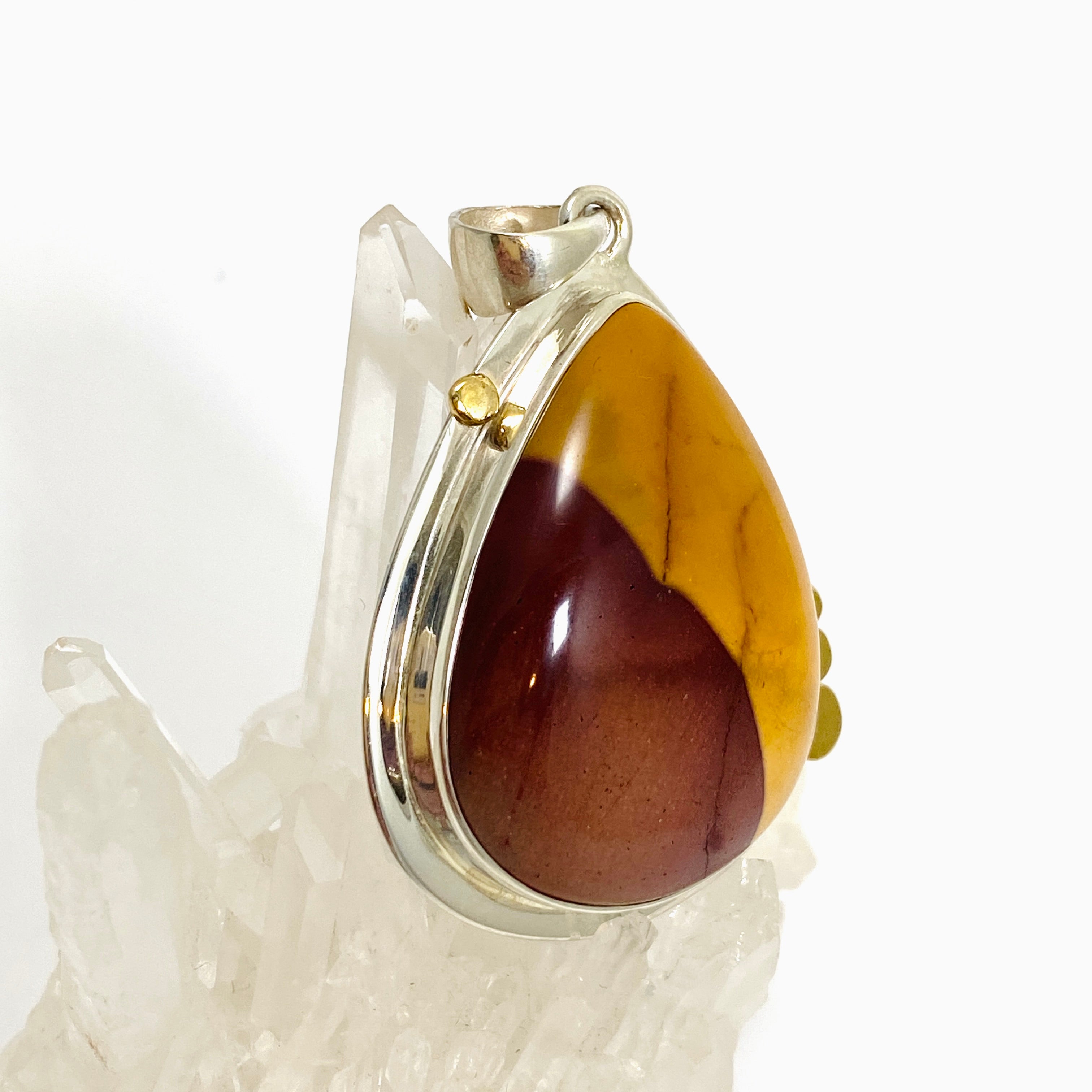 Natural Mookaite Teardrop Cabochon Pendant with Brass Accents - Unique Handmade Jewelry KPGJ4841 | Perfect for Boho Style, Gift Giving & Spiritual Healing