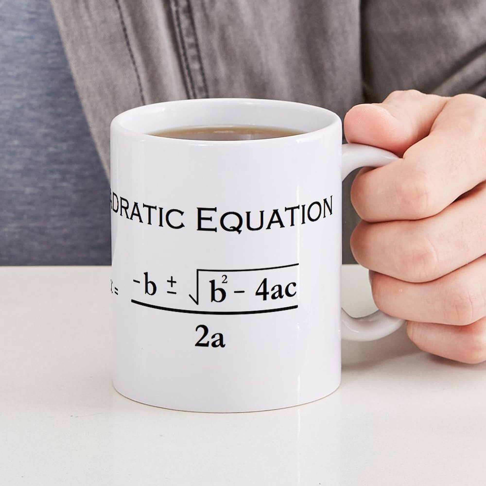 Quadratic Equation Ceramic Coffee Mug 11 oz (325 ml) - Funny Math Teacher Gift, Science Geek Present - Perfect for School, Office & Home Use