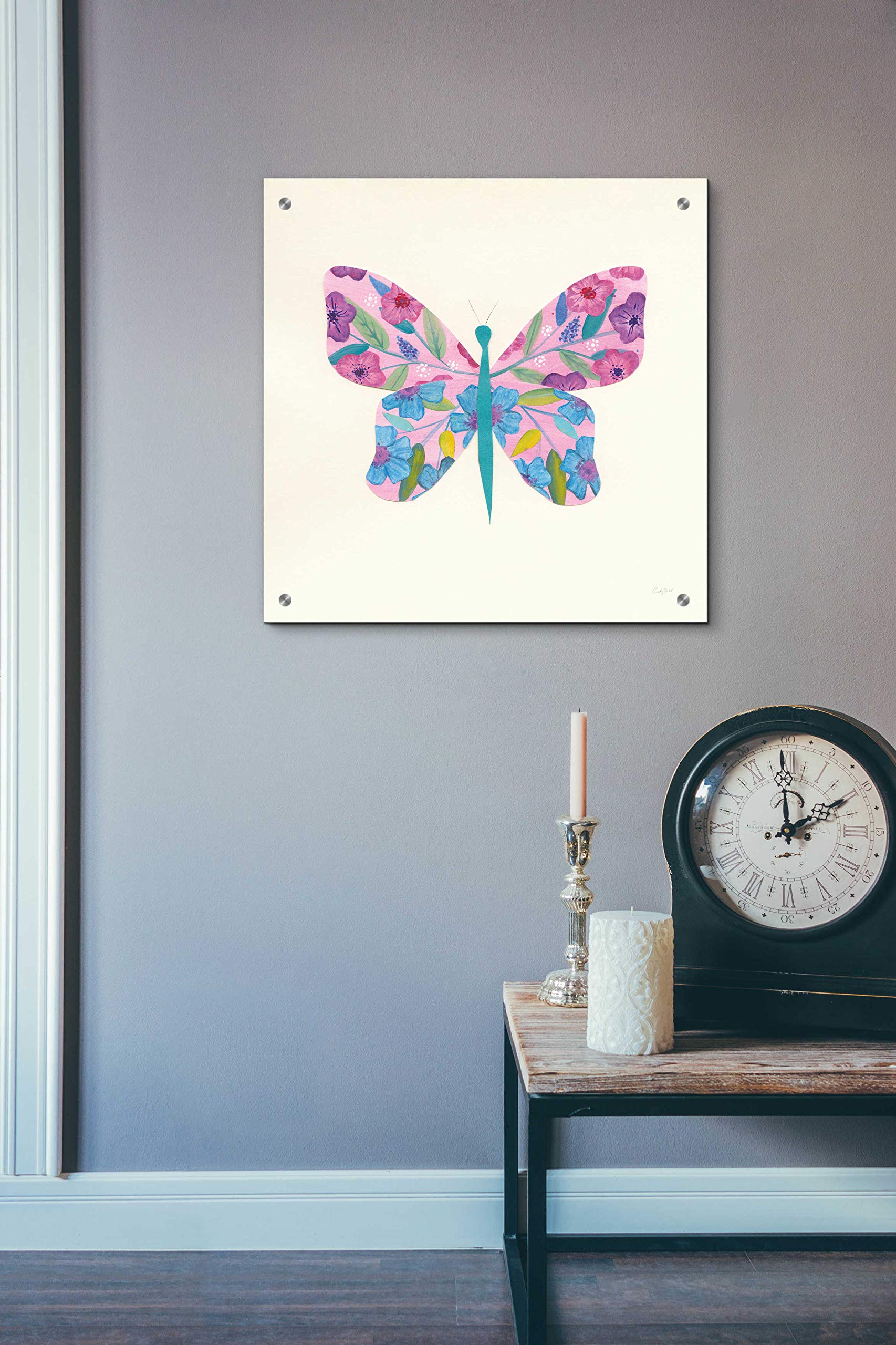 Epic Art 'Butterfly Garden II' by Courtney Prahl - 24x24 Inch Acrylic Glass Wall Decor - Vibrant Butterfly Painting for Living Room, Bedroom & Office Decor