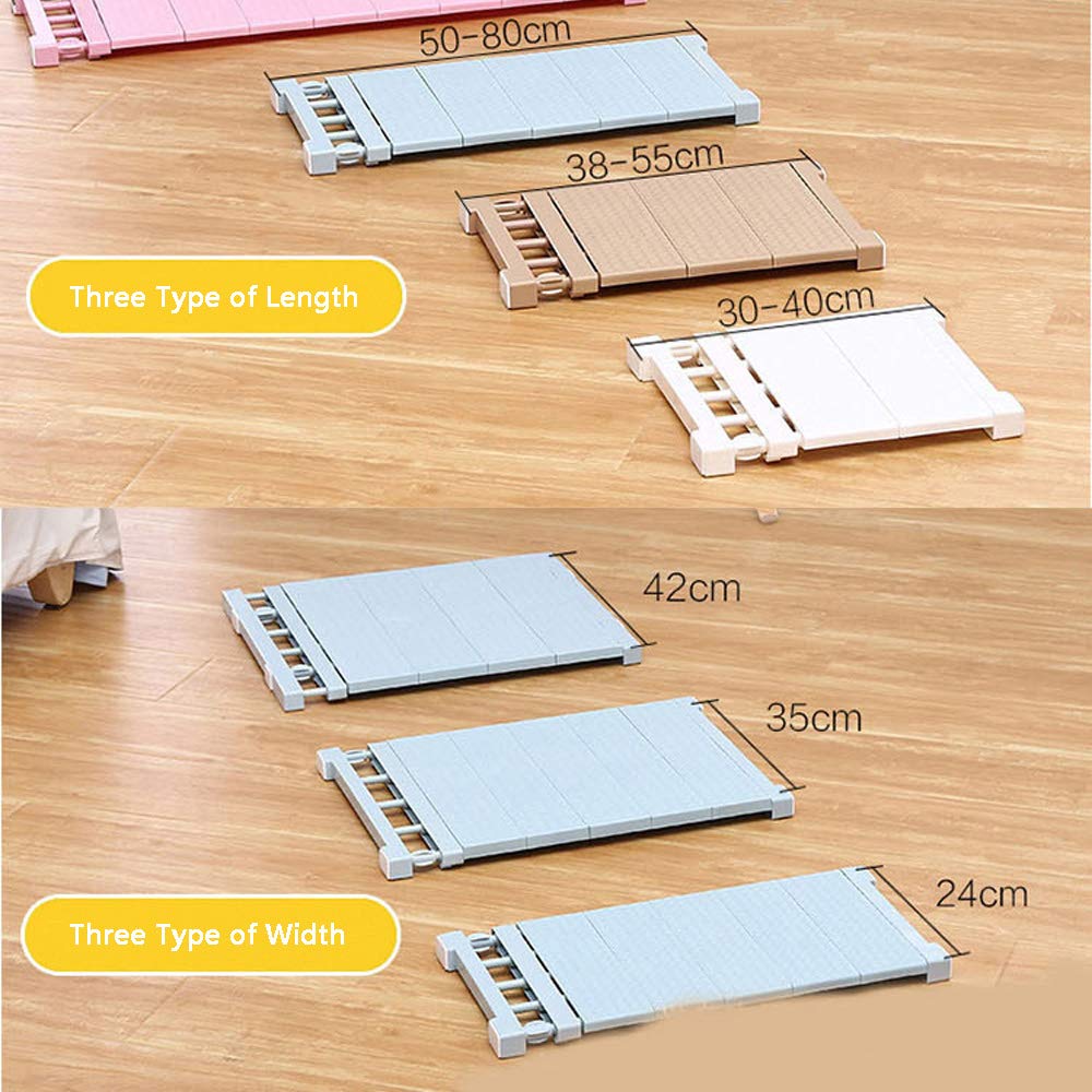Adjustable Heavy Duty Closet Shelf Organizer - Retractable Wardrobe & Cupboard Storage Rack - Space Saving Shelf Divider for Kitchen, Bedroom, Office (Perfect for Organizing Clothes, Books & Kitchenware)