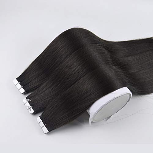 Premium 100% Remy Human Hair Tape-In Extensions 40pcs (100g, 2.5g/pc) 28 Inches 1B Brazilian Hair for Length & Volume - Perfect for Weddings, Parties & Daily Styling