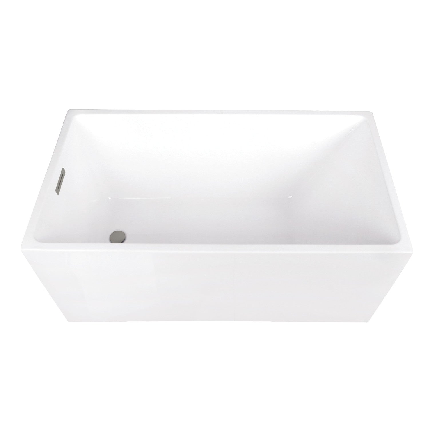 Aqua Eden 51 Inch Acrylic Freestanding Bathtub - Rectangular Double Ended Soaking Tub with Drain, Glossy White & Brushed Nickel Finish - Perfect for Luxury Bathroom Spa Relaxation