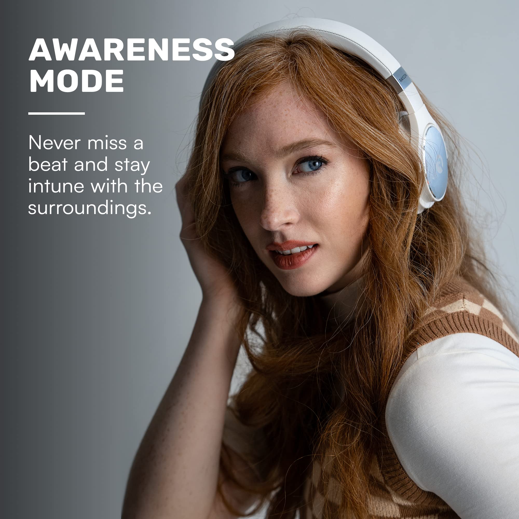 Raycon The Everyday Wireless Bluetooth Over-Ear Headphones with Active Noise Cancelling, Awareness Mode, Built-in Mic, IPX4 Water Resistance, 40H Battery Life - Perfect for Travel, Work & Gym (Black)