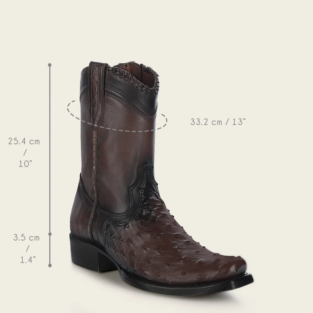 1J3DA1 Men's Cuadra Chocolate Cowboy Dress Boots - Genuine Ostrich Leather Western Boots for Rodeo, Country Dance & Casual Wear