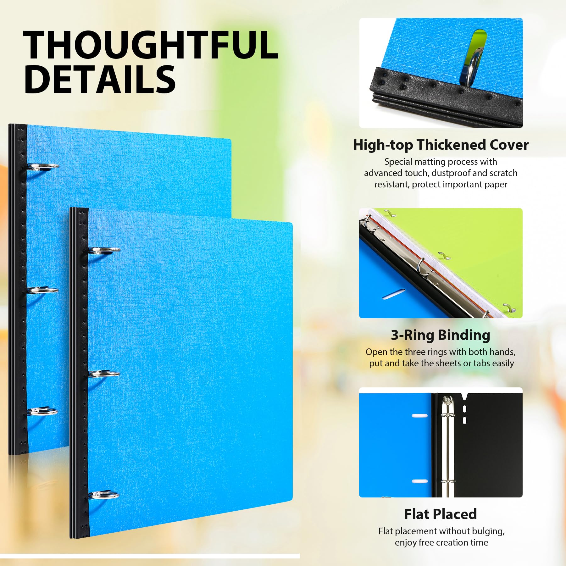 WOT I 0.75 Inch 3-Ring Binder Set of 4 - Expandable Spine Flexible Binders for School, Office & Home - Holds 160 Sheets 8.5x11 Paper in 4 Bright Colors - Perfect for Organizing Documents, Notes & Projects