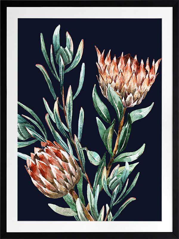 Dark Proteas II Poster - High-Quality Floral Art Print for Home & Office Decor | Perfect for Living Room, Bedroom, or Gift