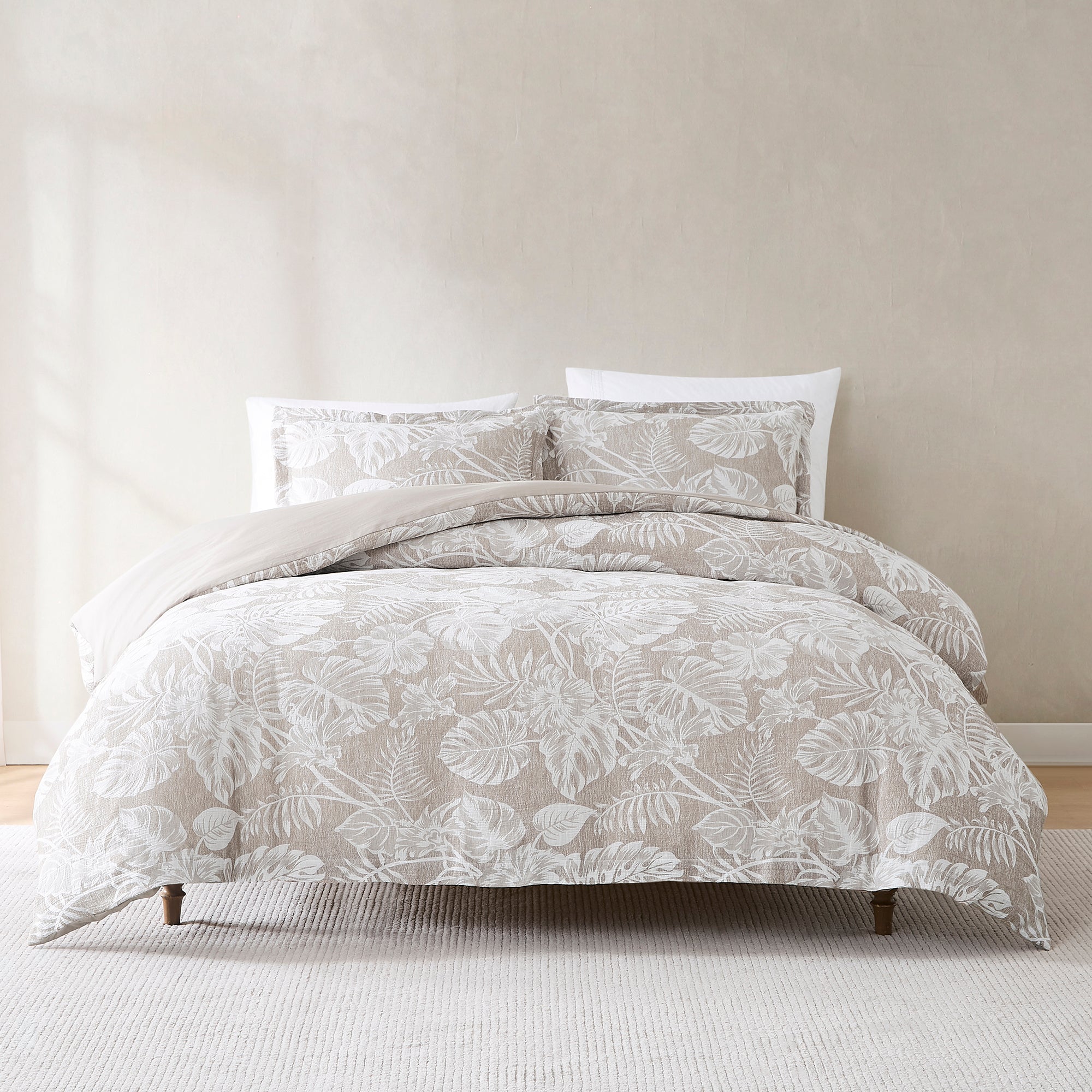 Bali Tropical Leaves Gauze Jacquard Duvet Cover Set - Breathable & Stylish Bedding for Summer - Perfect for Beach House, Boho Bedroom & Tropical Decor