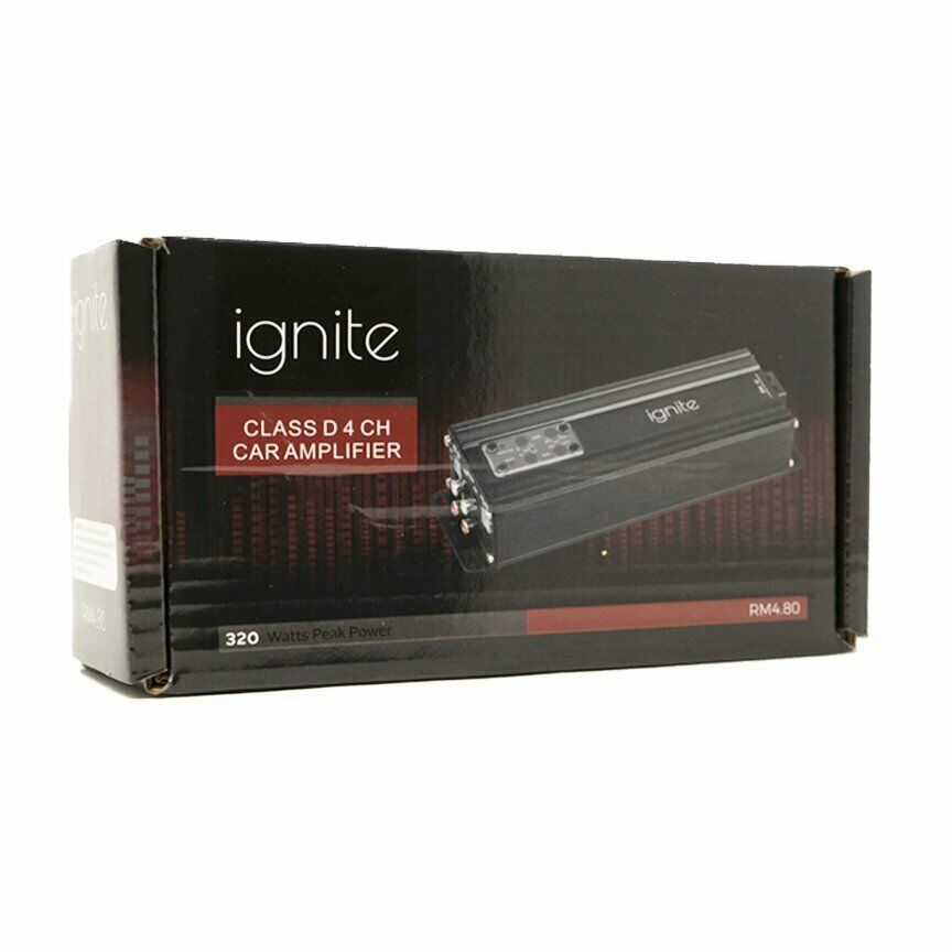 Compact 4 Channel Class D Full Range Micro Amplifier 320W - Ignite RM4.80 | Perfect for Car Audio Systems, Home Theater & DJ Setups