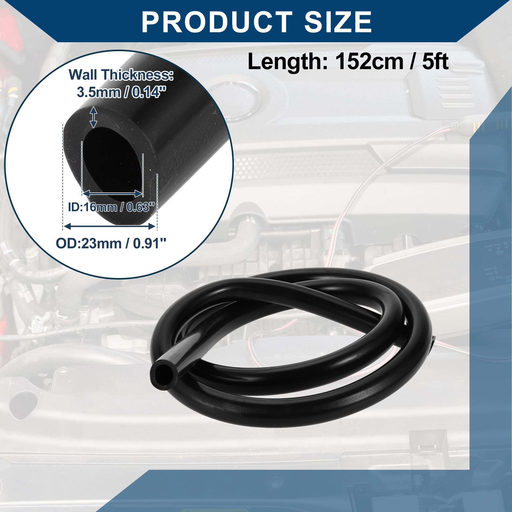 High-Temperature Silicone Vacuum Tubing Hose - 5ft, 5/8