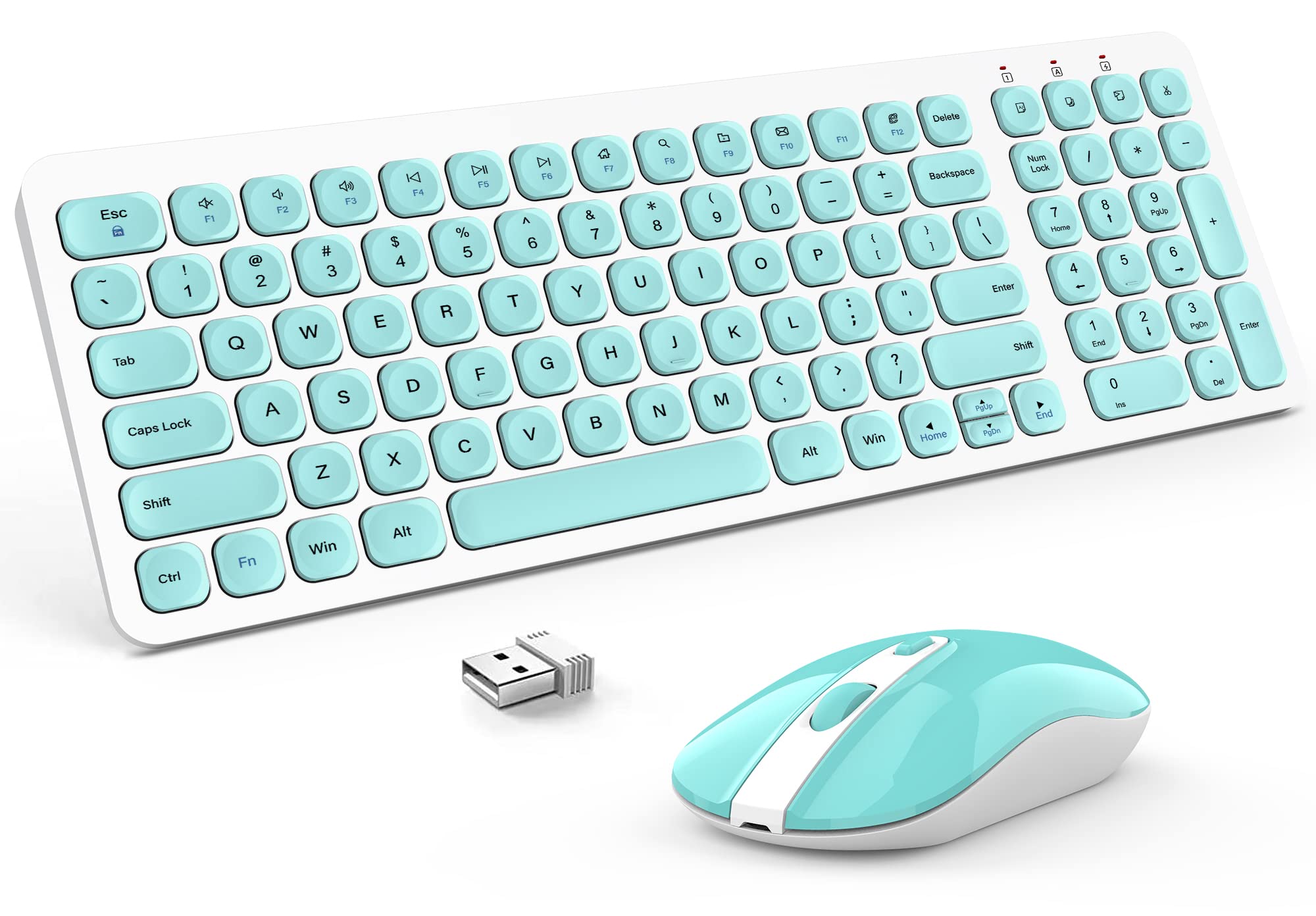 Ultra Thin Wireless Keyboard and Mouse Combo - 2.4GHz Quiet Portable Keyboard with Ergonomic Mouse & Nano USB Receiver for Windows PC/Laptop/Notebook (White with Blue Keys) - Perfect for Office, Home & Gaming Use