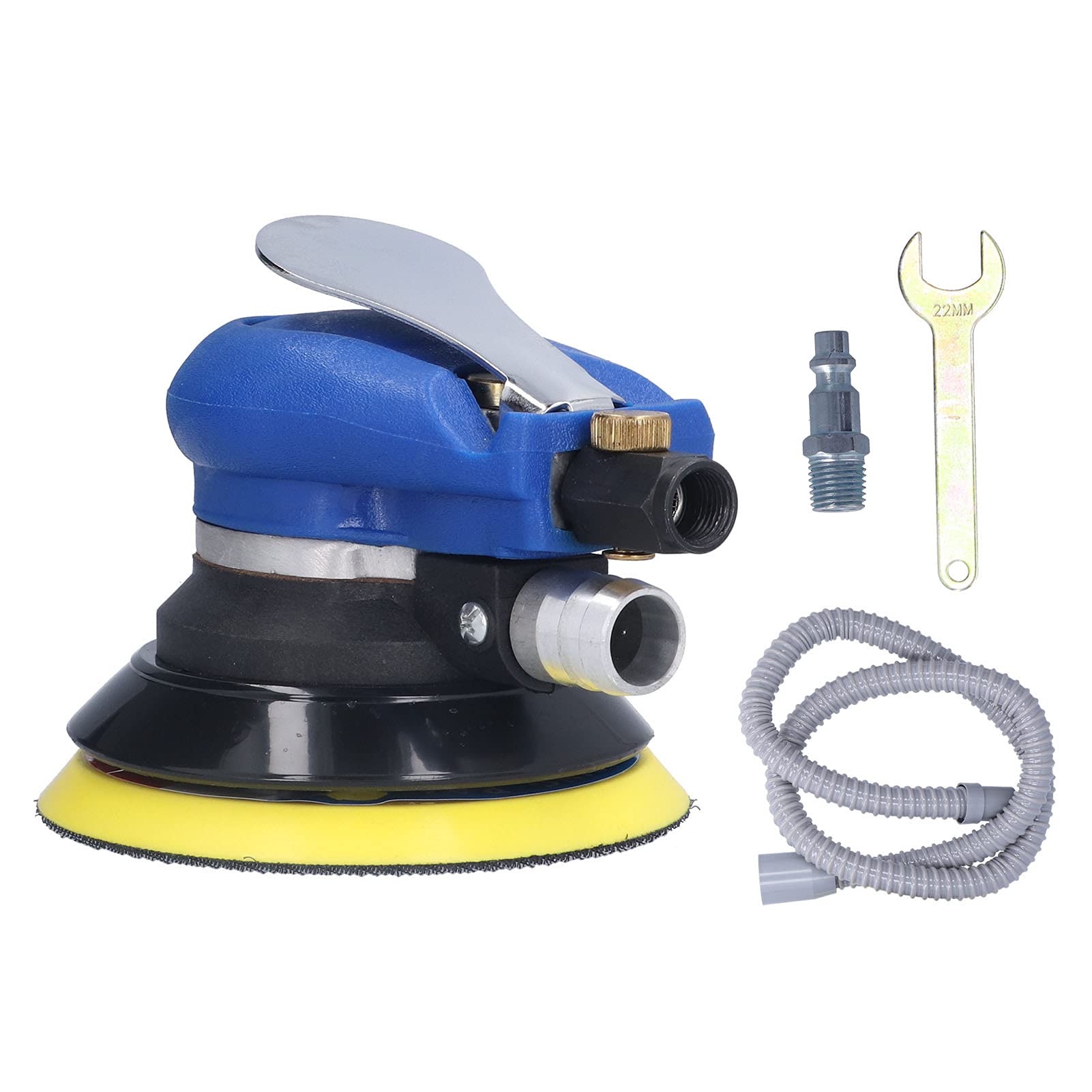 5-Inch Pneumatic Random Orbital Sander Polisher - 10000 RPM Air-Powered Buffer & Polishing Machine with Vacuum Port - Perfect for Auto Detailing, Woodworking & Metal Sanding