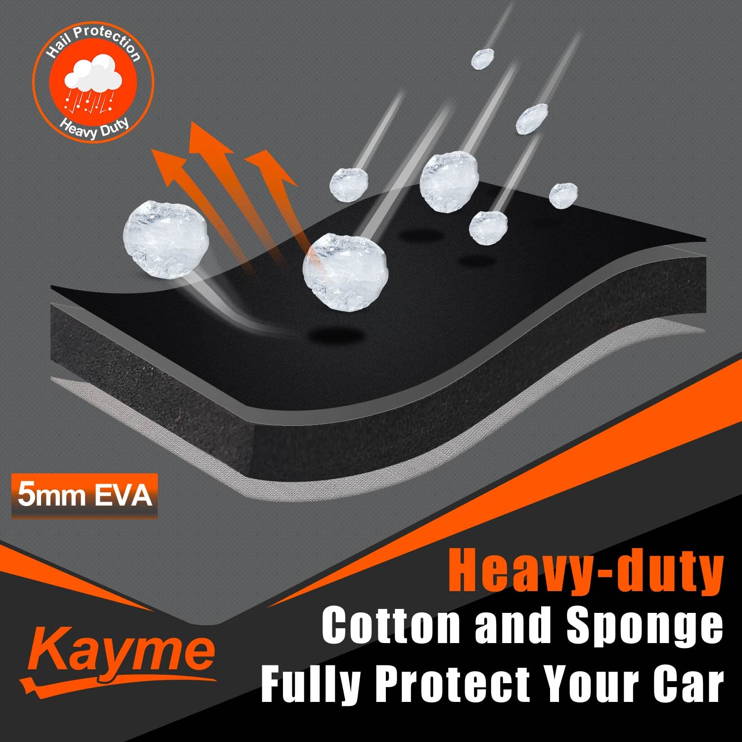 Kayme Thickened Multi-Layered EVA SUV Car Cover - Waterproof All-Weather Hail Protection with Wind Straps for Outdoor Use (Fits 182-191 Inch SUVs & Jeeps) | Perfect for Hail Storms, Snow, and Extreme Weather Protection