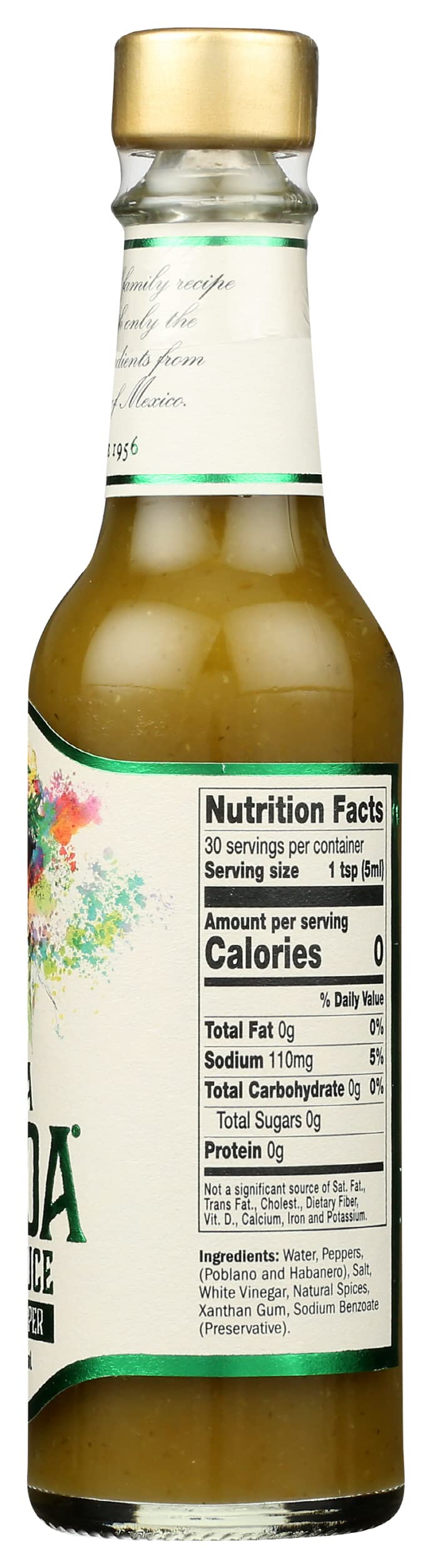 De La Viuda Green Pepper Hot Sauce - Vegan, Gluten-Free, 5oz (Pack of 6) | Spicy Condiment for Tacos, Wings & Mexican Cuisine