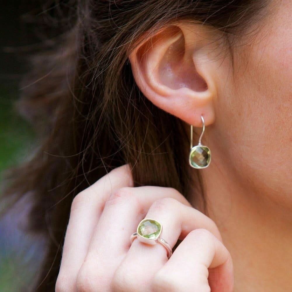 Green Amethyst Earrings Sterling Silver 925 | Dainty Drop Earrings for Women | Perfect for Weddings, Parties & Everyday Wear