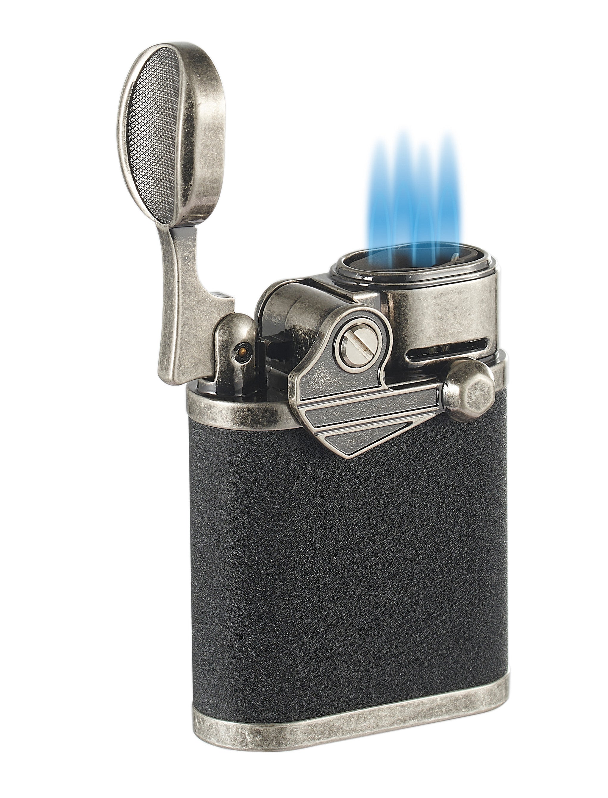 Visol Orient Gunmetal Quad Flame Butane Table Lighter - Windproof Refillable Cigar Lighter for Cigars, Candles, Fireplaces & Outdoor Use