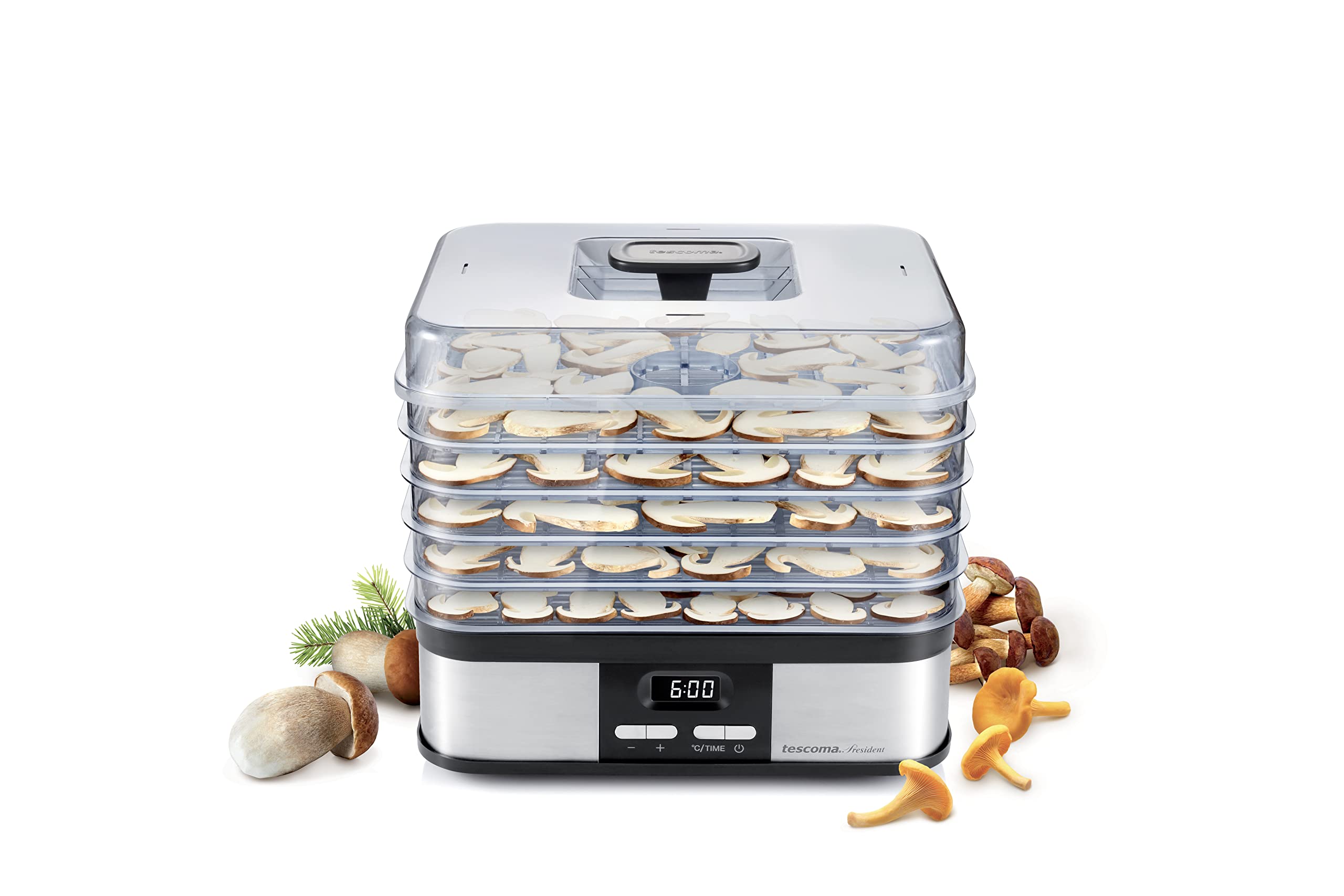 Tescoma President Electric Food Dehydrator - Stainless Steel for Drying Fruits, Vegetables, Herbs & Jerky - Perfect for Home Kitchen, Camping & Healthy Snacks