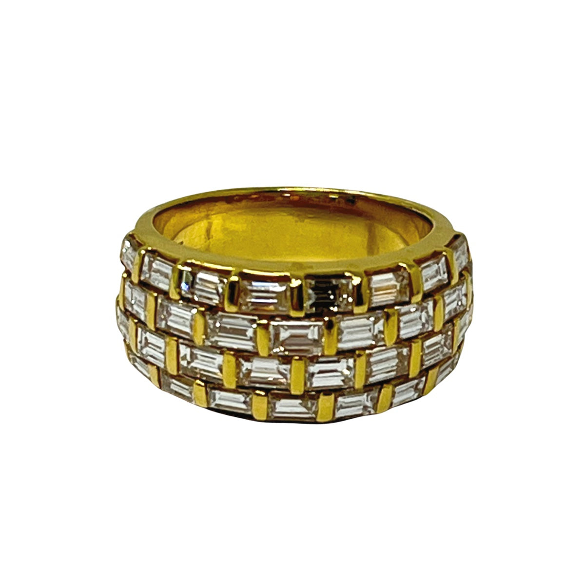 18K Gold Ring with 32 Baguette Diamonds - Elegant Wedding Band, Anniversary Gift for Her, Perfect for Engagement & Special Occasions