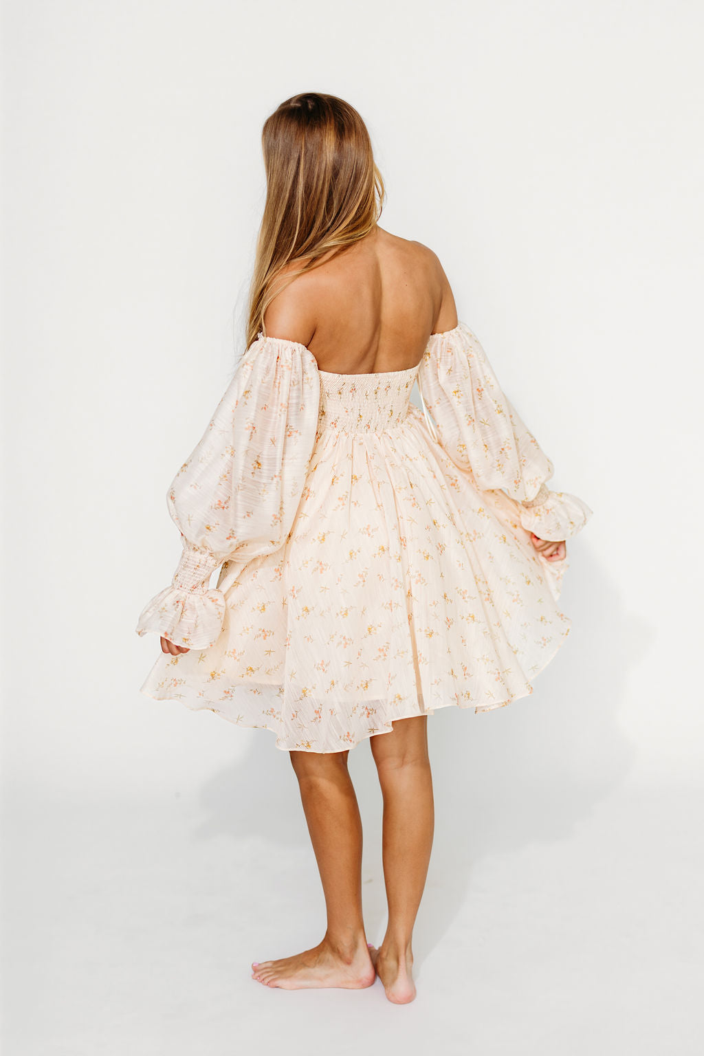 Kennedy Floral Mini Maternity Dress in Cream - Bump Friendly Summer Dress for Pregnancy, Baby Shower & Photoshoot