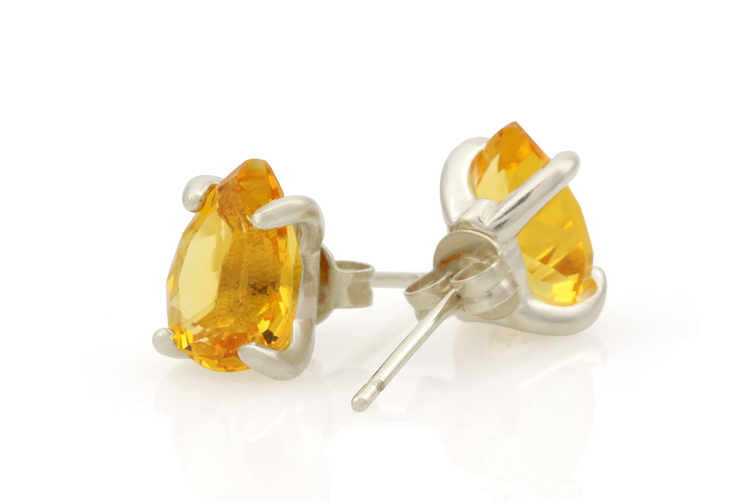 Elegant Pear-Shaped Yellow Citrine Stud Earrings for Women - Handmade Gemstone Jewelry - Perfect Wedding, Bridal, Birthday & Anniversary Gift - Comes with Gift Box | Ideal for Parties, Date Nights & Special Occasions