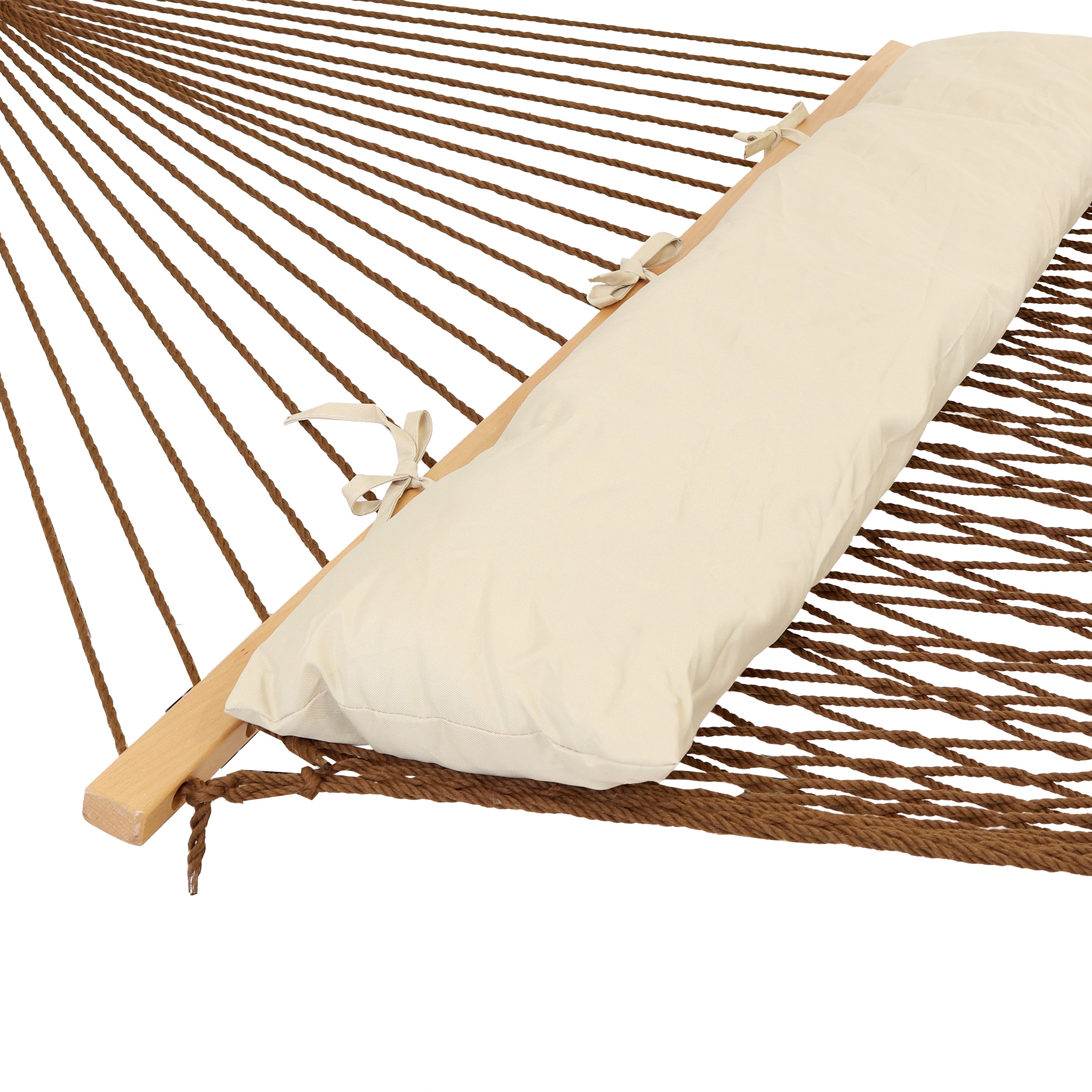 Comfortable Sunnydaze 2-Person Polyester Rope Hammock with Pillow - Perfect for Backyard, Patio, and Beach Relaxation