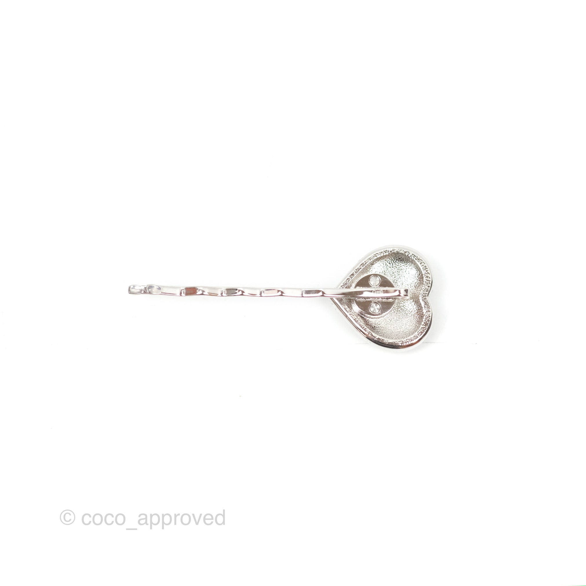 Chanel CC Crystal Heart Hair Clip Silver Tone 23B - Elegant Hair Accessory for Women, Perfect for Parties, Weddings & Special Occasions