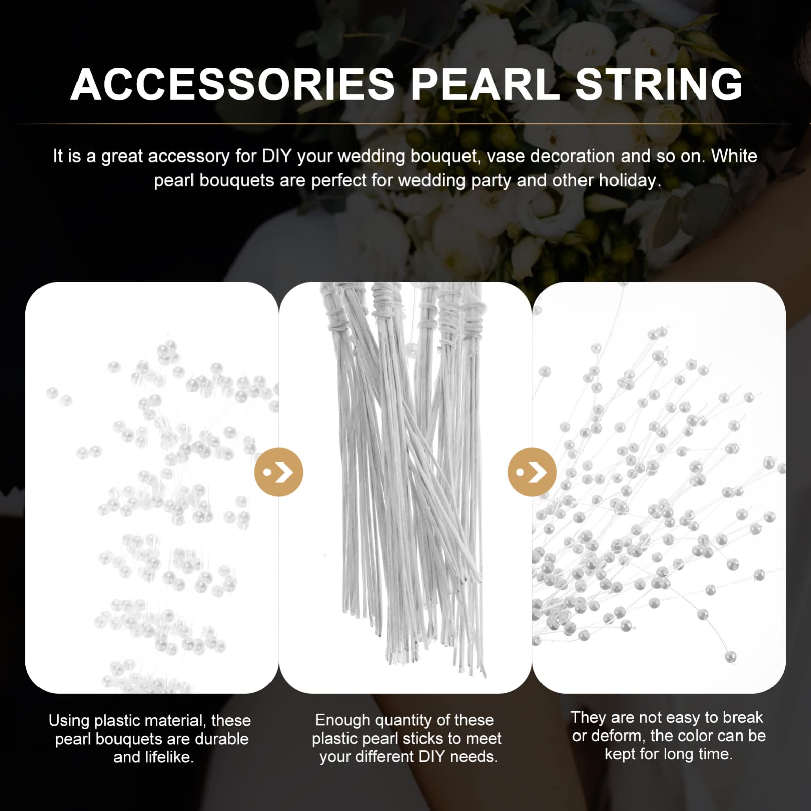 EXCEART 100Pcs White Flower Vases - Wedding Decorations, String Garland Beads, Bridal Bouquet Party Decor - Perfect for Wedding Centerpieces, Bridal Showers & Home Decoration