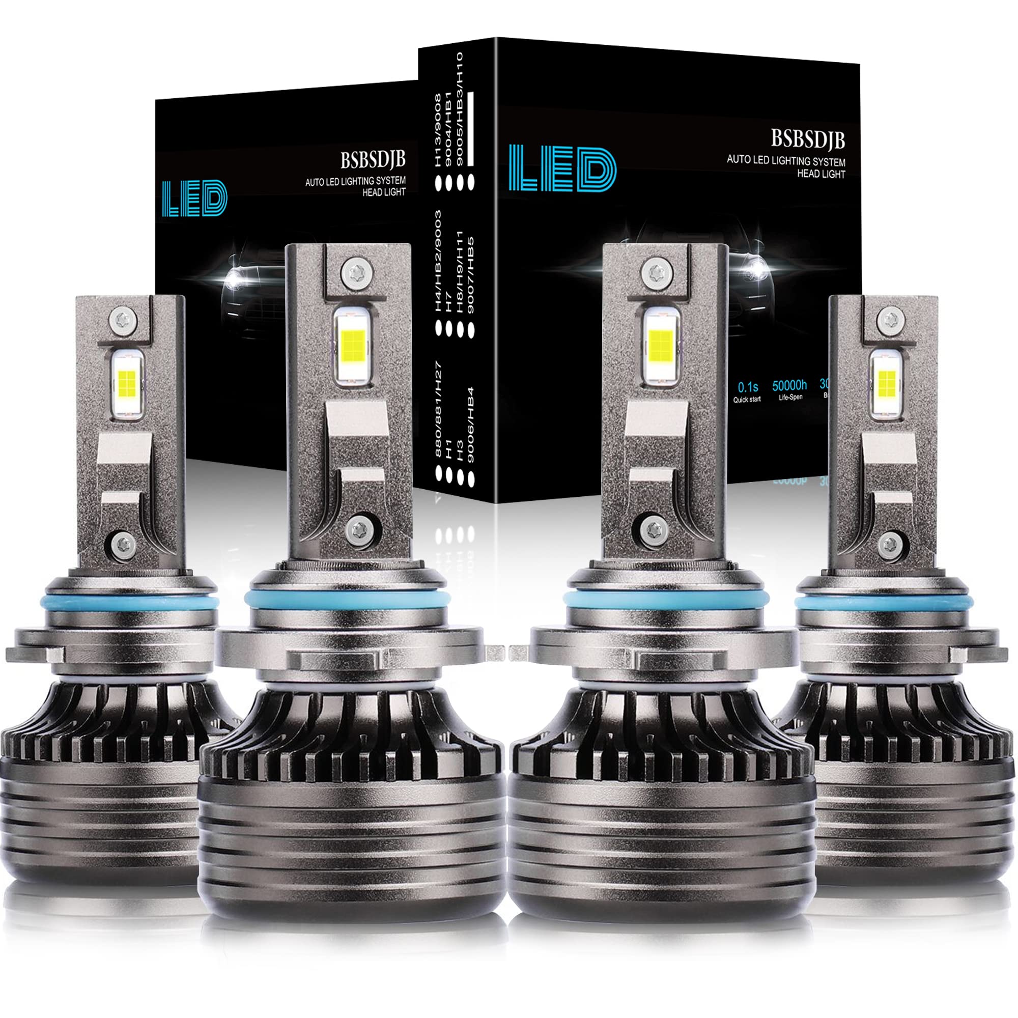 2004-2015 Honda Civic LED Headlight Bulbs - 9005/HB3 High Beam & 9006/HB4 Low Beam Combo - 40,000LM 100W Super Bright - 6000K Cool White - Plug & Play - Pack of 4 - Perfect for Night Driving & Foggy Conditions