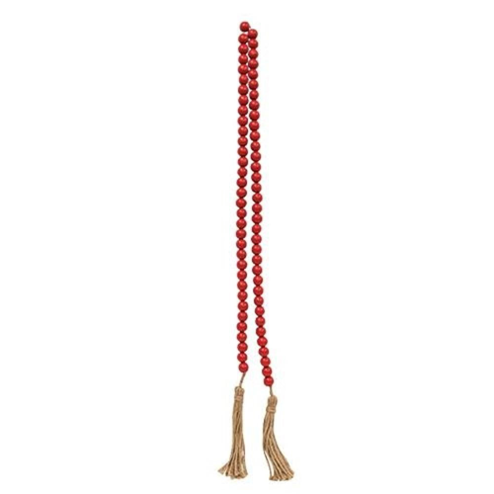 Red Wooden Bead Garland - 6ft Decorative Wood Bead Strand for Boho Home Decor, Wedding Centerpieces & Christmas Tree Ornaments