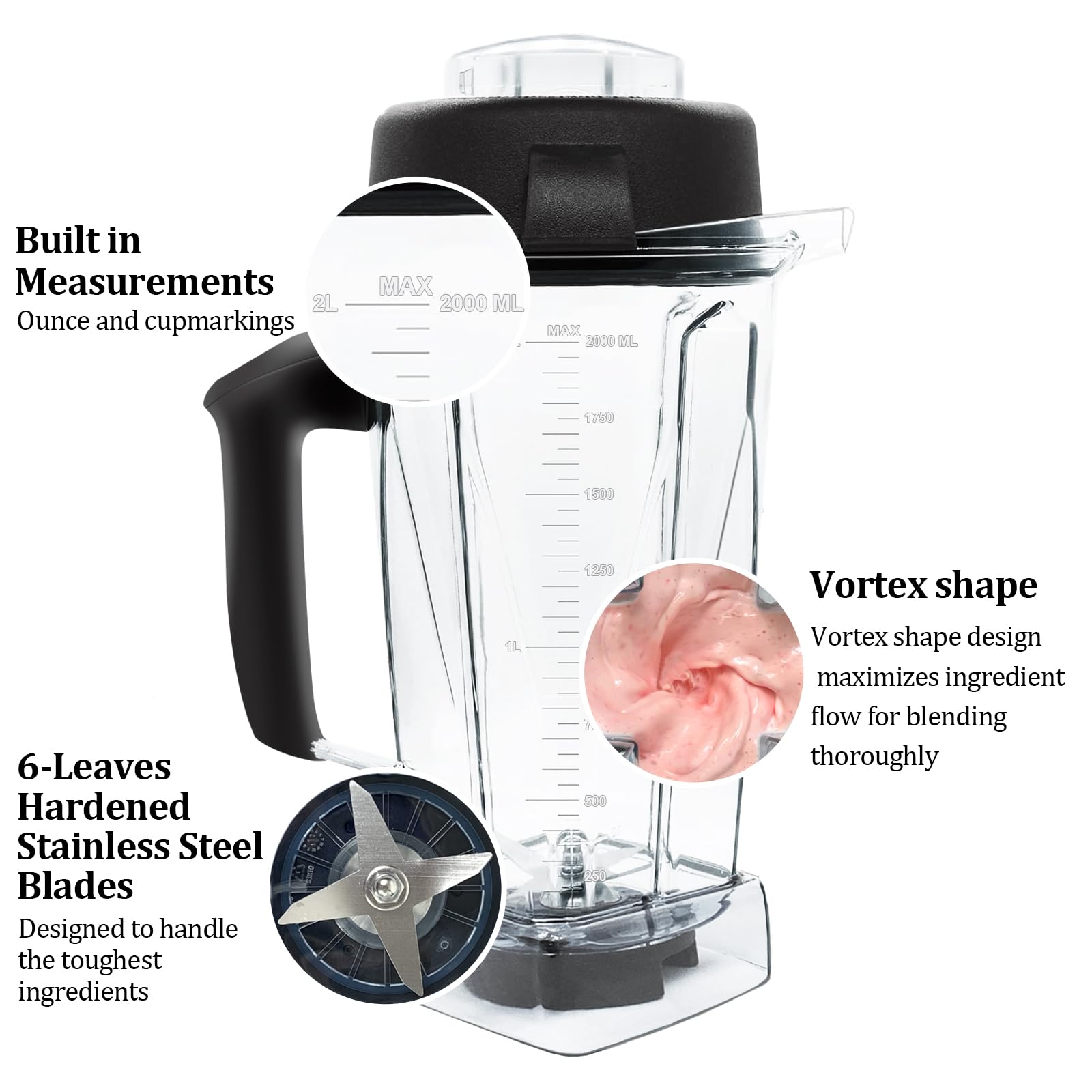 Vitamix 64oz Replacement Blender Pitcher - Compatible with Classic C-Series 4500, 5000, 5200, 6000, 6300 Models - Perfect for Smoothies, Soups & Nut Butters - 60865, 62828