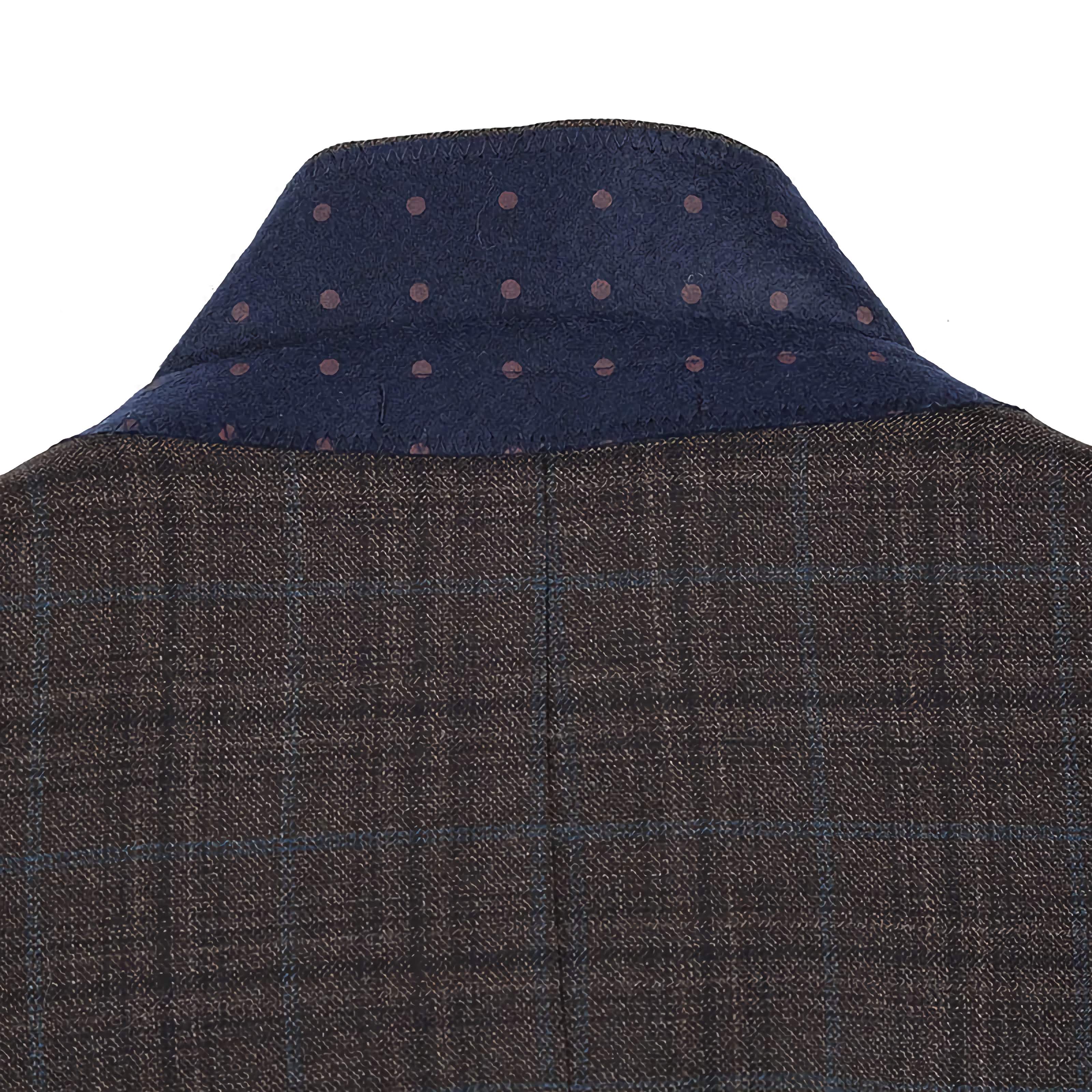 Brown Wool Blend Checked Blazer for Men - Classic Regular Fit Business Jacket - Perfect for Office, Weddings & Formal Events