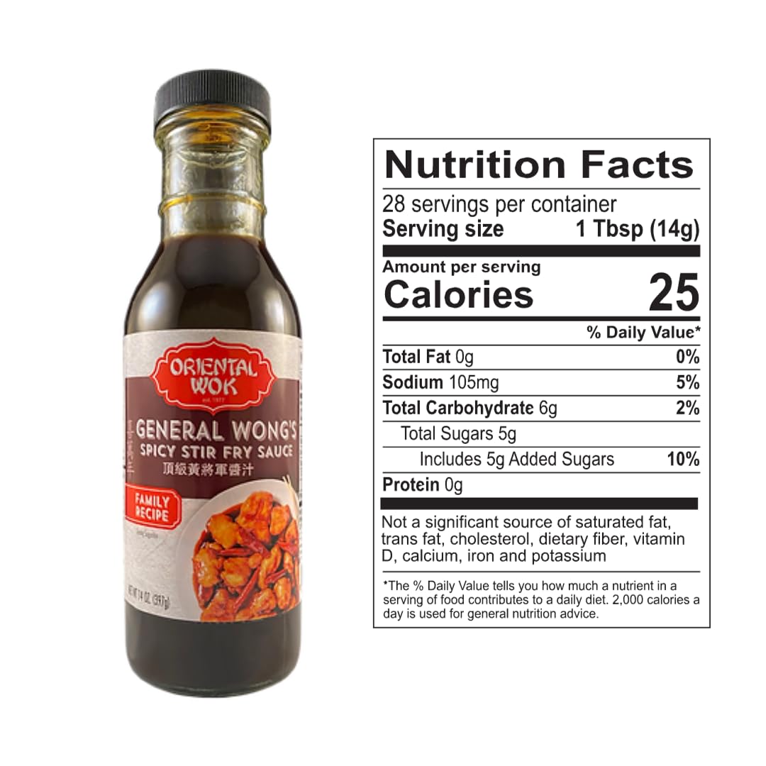 General Wong's Spicy Stir Fry Sauce - Authentic Oriental Wok Flavor, Umami-Infused Gourmet Sauce (14 oz, 2 Pack) | Perfect for Asian Cuisine, Stir Fry, Noodles & Rice Dishes