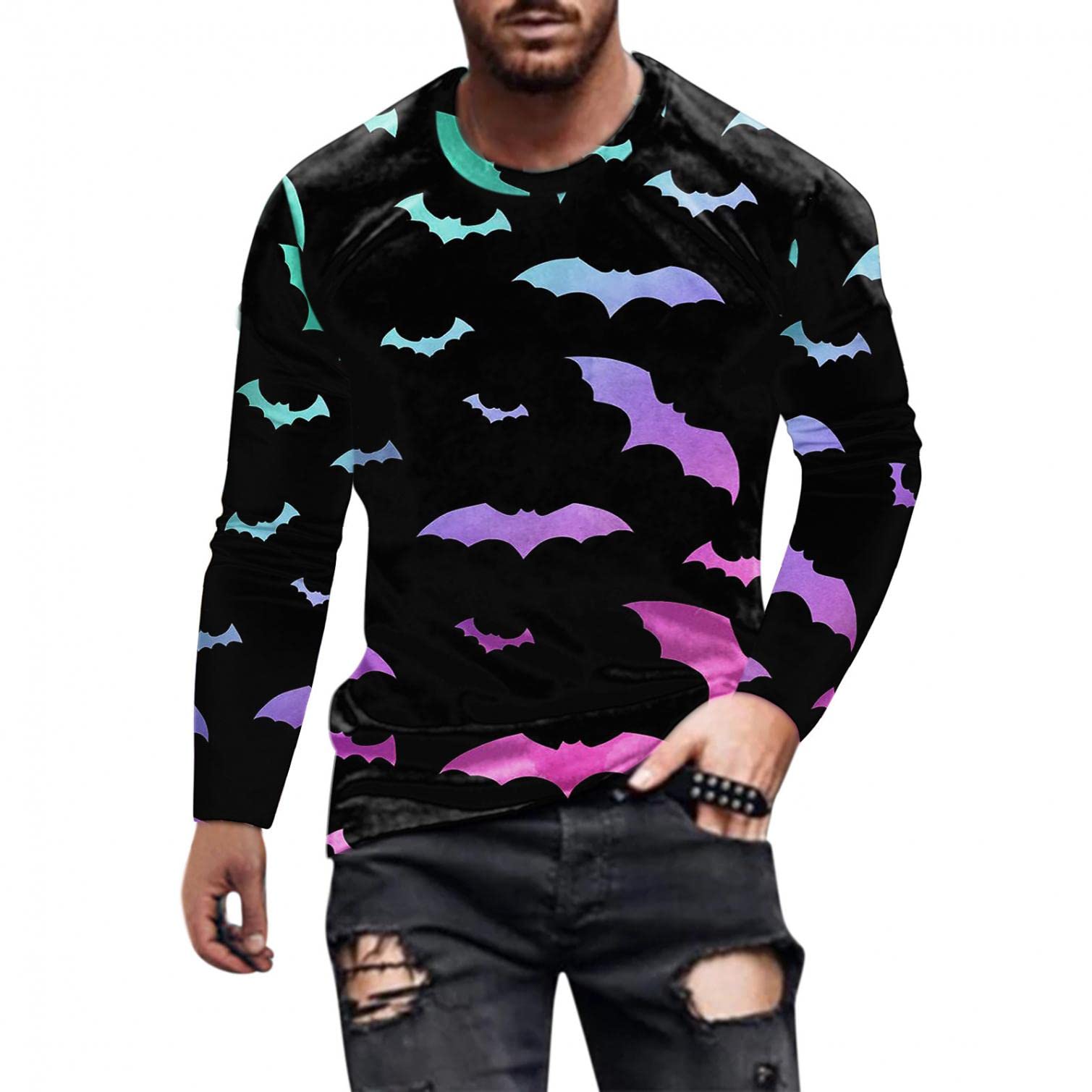 WOCACHI Men's Long Sleeve T-Shirt with Jesus Cross & Lion Print - Athletic Workout Tee for Streetwear & Autumn Fashion - Perfect for Gym, Church, and Casual Wear