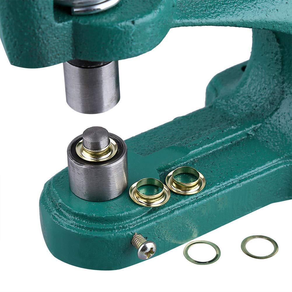 Heavy Duty Hand Press Grommet Machine Kit - Industrial Eyelet Punch Tool with 3 Dies & 900 Grommets for Leather, Canvas, Tarps & Fabric - Table Mount Rivet Press for DIY, Upholstery & Craft Projects