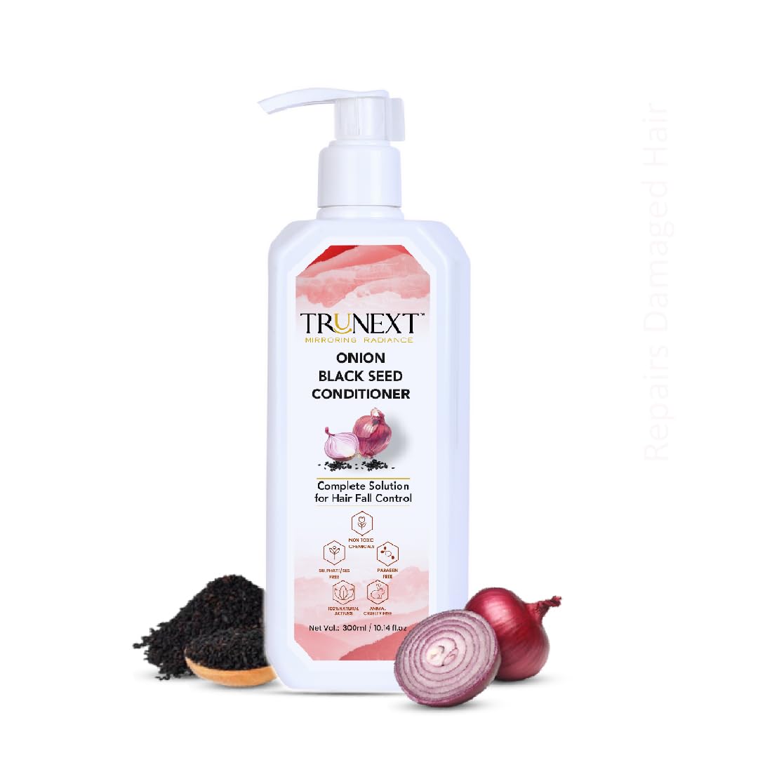 TRUNEXT Onion & Black Seed Oil Hair Conditioner - 300ml for Deep Moisturizing, Hair Growth & Scalp Care - Ideal for Dry, Damaged Hair & Frizzy Control at Home or Salon