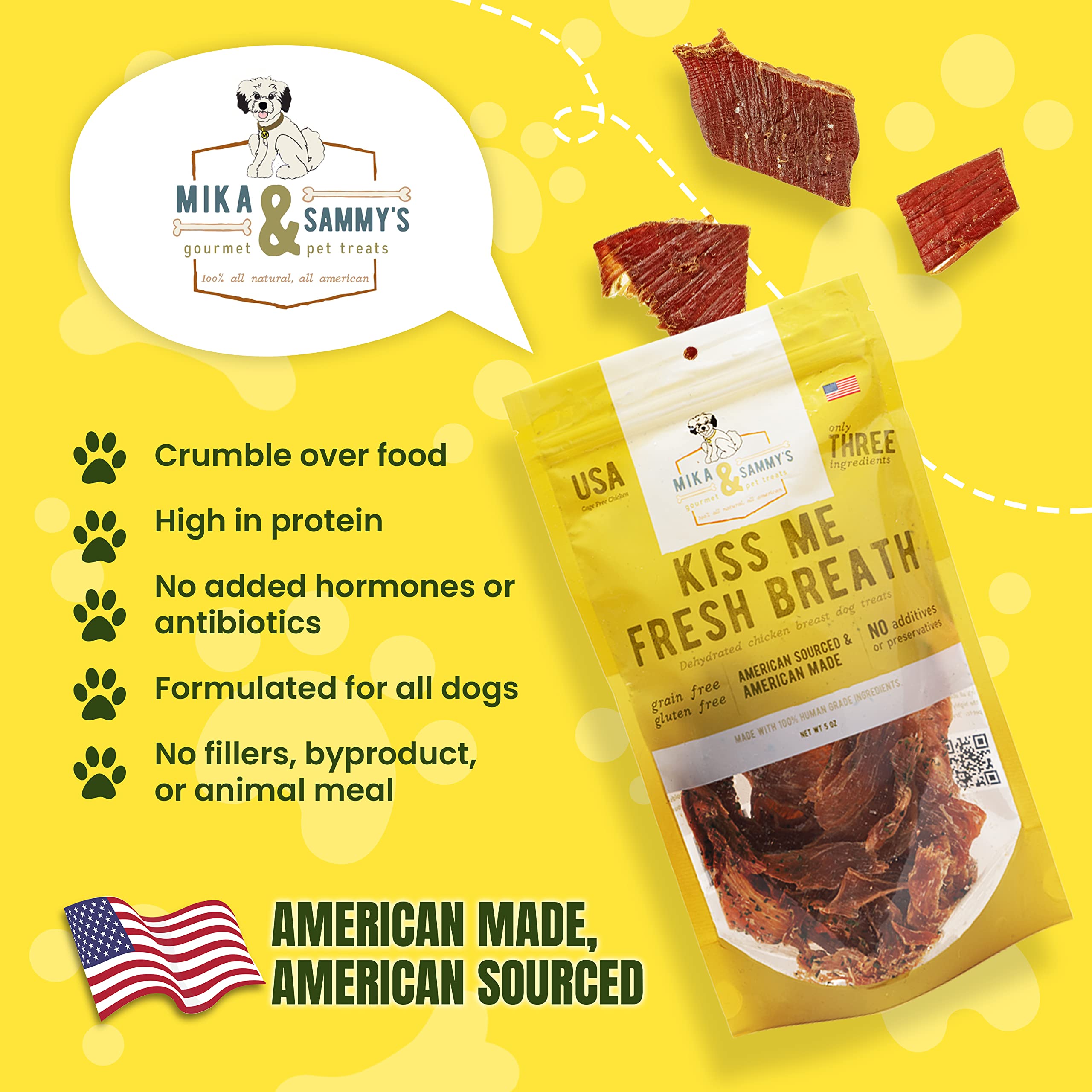 Premium Natural Chicken Jerky Dog Treats - Cage-Free, No Additives, Made in USA | Nutritious & Delicious Training Rewards for Small & Large Dogs | Freshens Breath - Perfect for Outdoor Adventures & Daily Snacking (12oz)