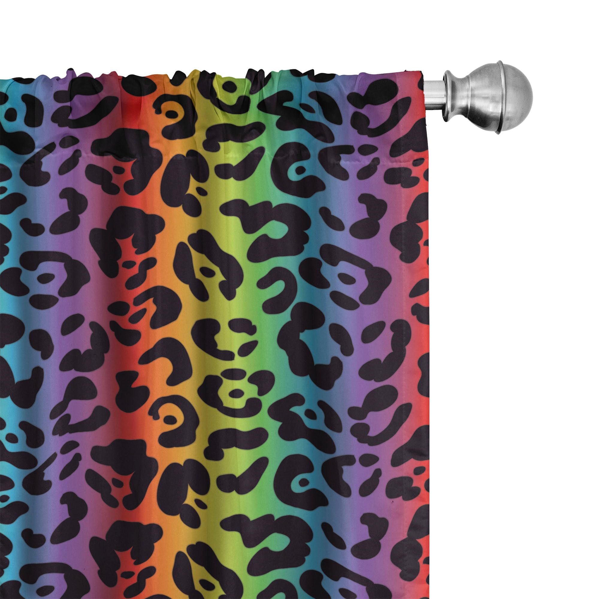Ambesonne Leopard Print Curtains - Modern Panther & Big Cat Design in Gradient Rainbow Colors, 2 Panel Set (28