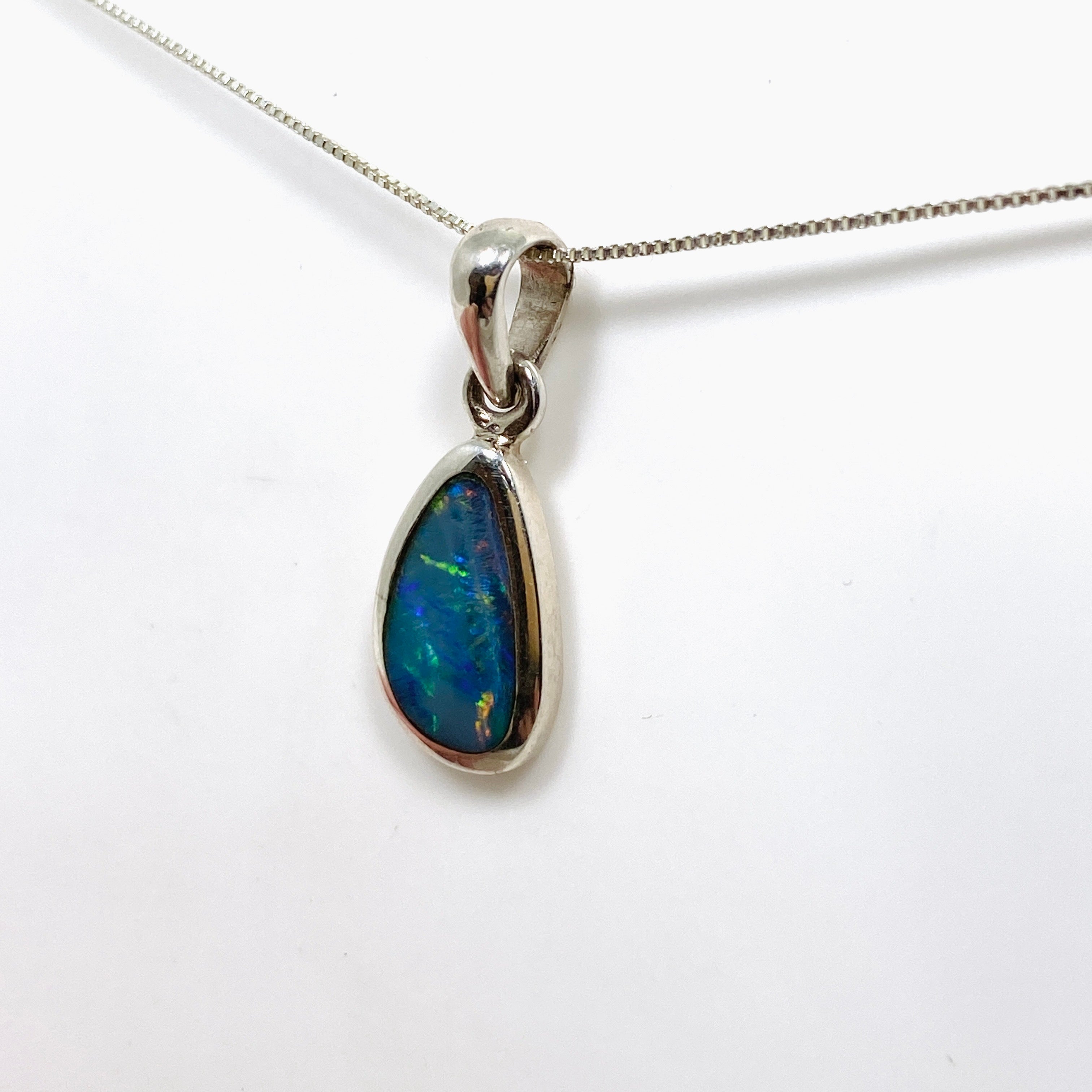 Natural Opal Doublet Teardrop Cabochon Pendant - Lightning Ridge Australian Opal Jewelry PPGJ808 for Women's Elegant Necklace Gift