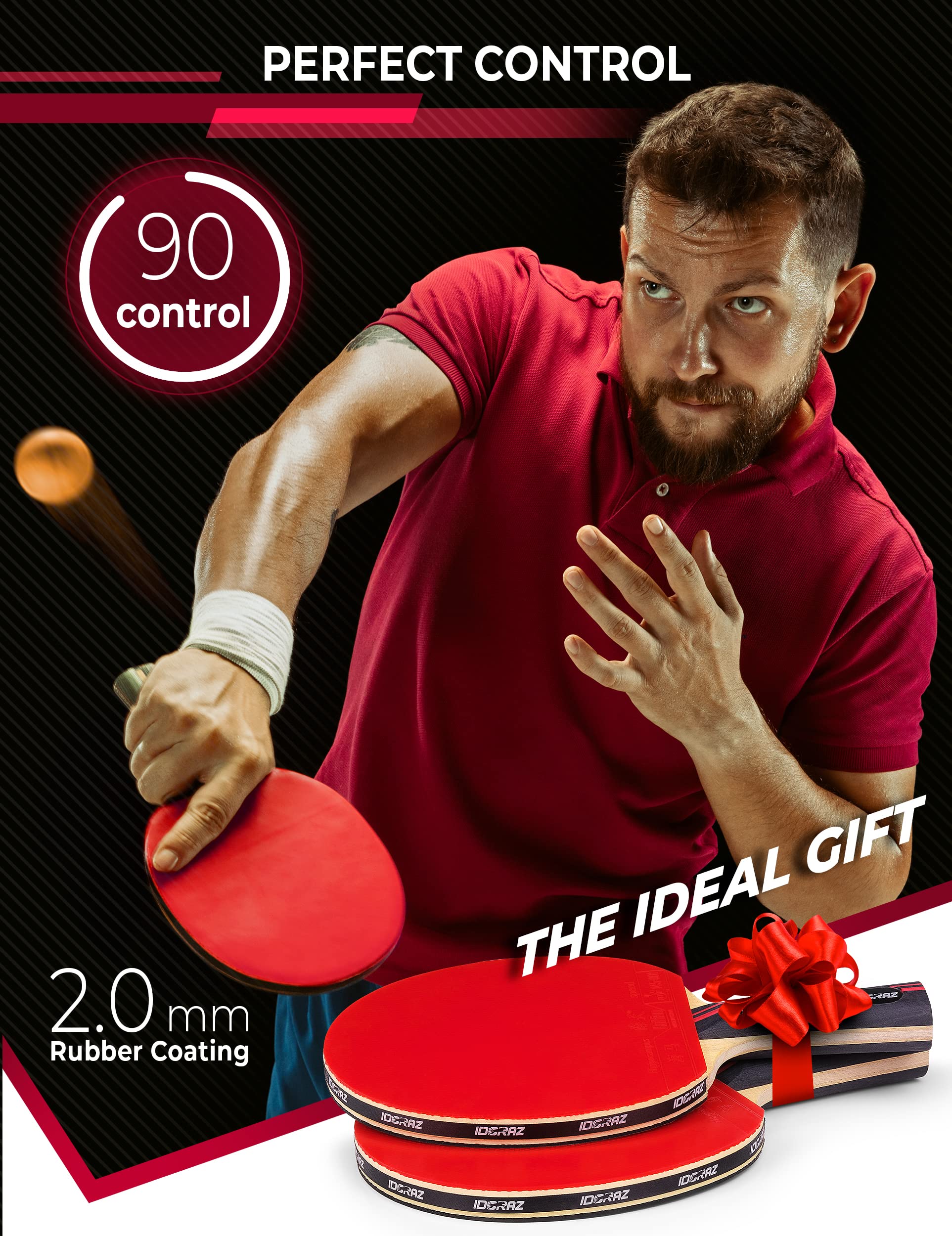 Professional Ping Pong Paddle - ITTF Approved Table Tennis Racket with Premium Rubber & Carrying Case for Tournament Play | Perfect for Indoor/Outdoor Training, Club Matches & Competitive Games