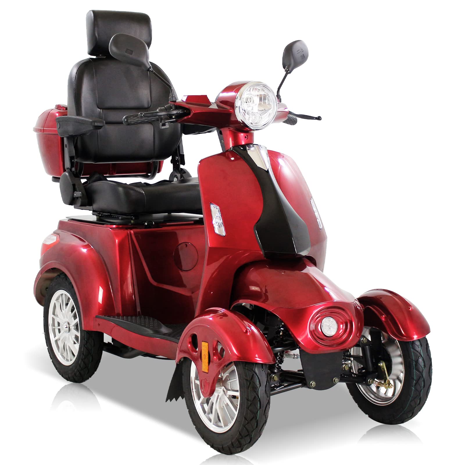 4 Wheels Electric Mobility Scooter for Seniors & Adults - Heavy Duty All Terrain Medical Wheelchair with Rear Lockbox - Ideal for Outdoor Use, Shopping & Daily Commuting