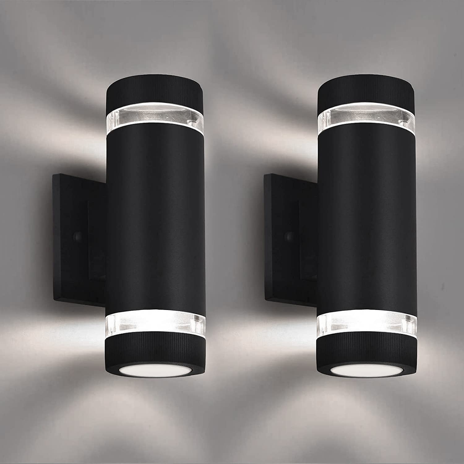 Modern Outdoor Wall Sconce Lights - Dusk to Dawn Exterior Lighting, ETL Listed Waterproof Patio Light Fixture with Up Down Design (6000K White) - Perfect for Front Door, Porch, Garden, and Backyard Decor
