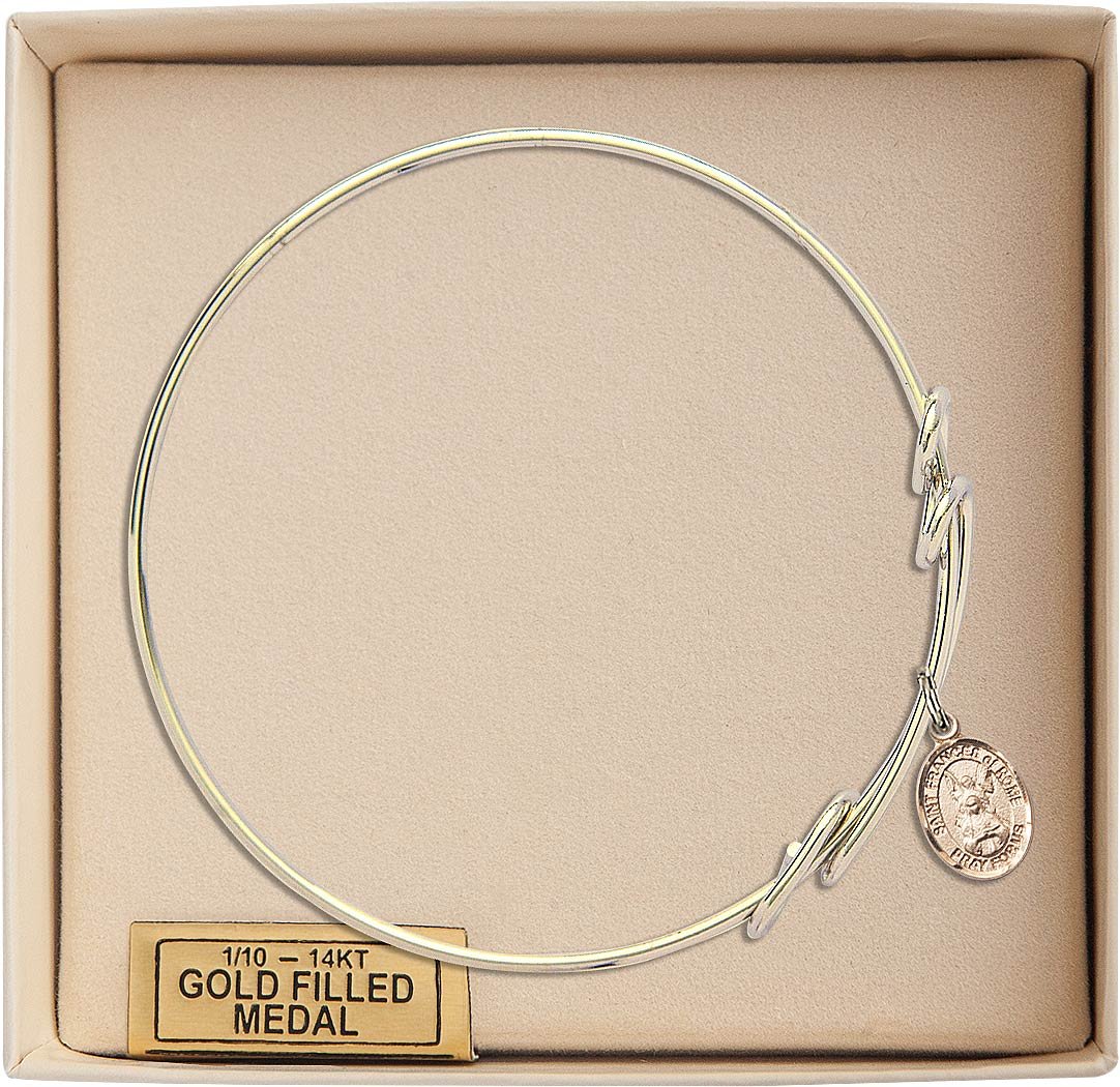 Gold-Filled St. Frances of Rome Round Double Loop Bangle Bracelet - Elegant Religious Jewelry for Women, Perfect for Church, Weddings & Daily Wear